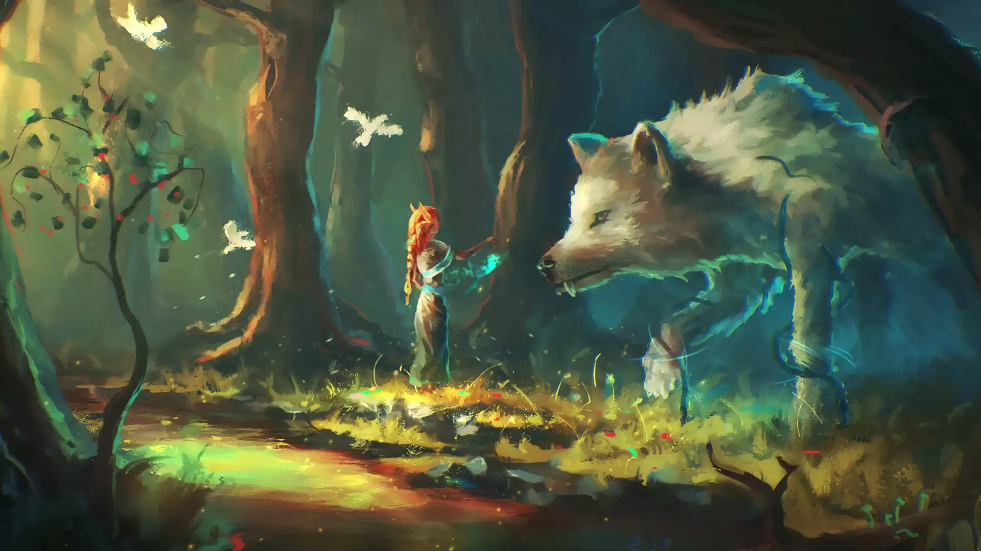 arts, animals, anime, anime girls, lupus, keeper of the forest, forest Live Wallpaper