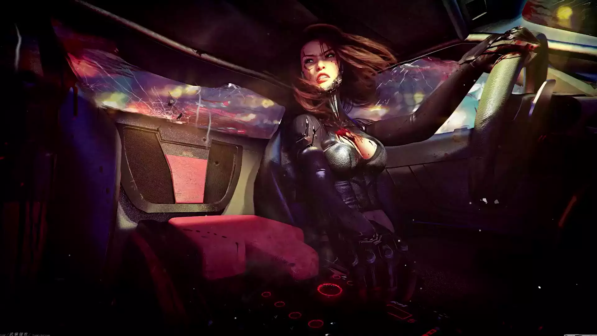 arts, blood, games, cyberpunk, driving, girls Live Wallpaper