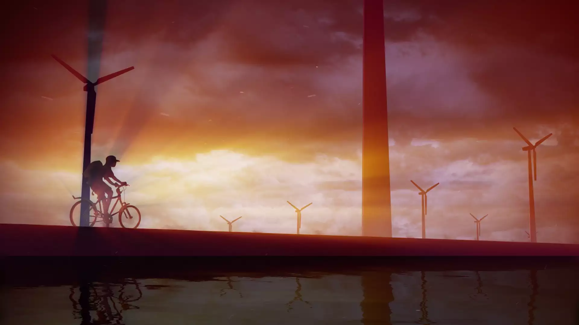 wind generator, arts, sunset, bicycle Live Wallpaper