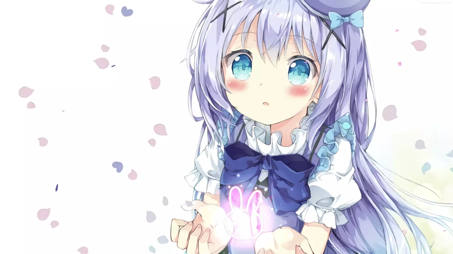 loli, petals, did you order a rabbit?, anime, chino kafu, arts, anime girls Live Wallpaper