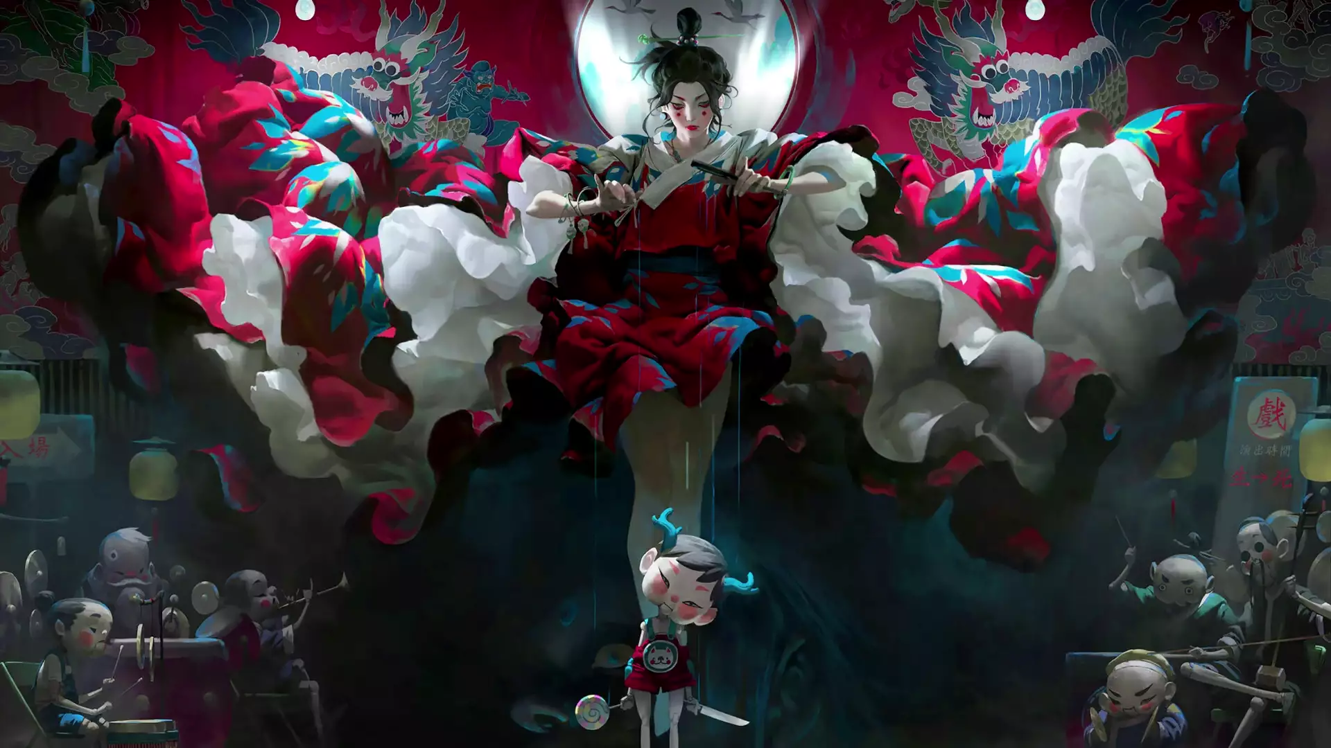 dolls, puppet theater, japanese style, life is like a movie, arts, anime, anime girls, zeen chin, the puppet Live Wallpaper