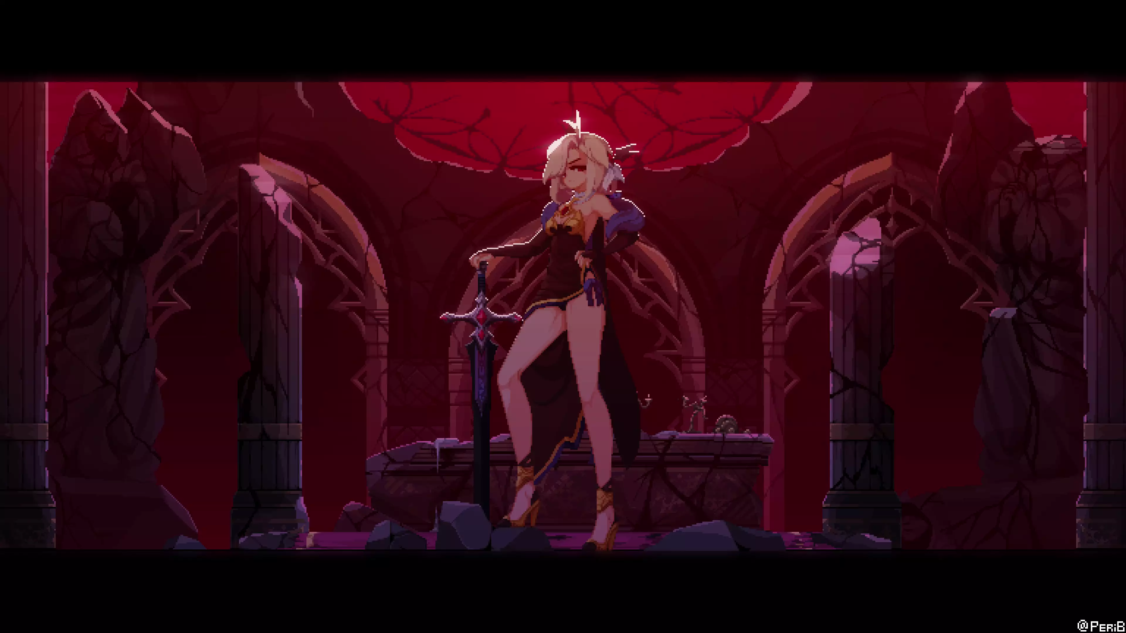 sword, anime, magic, fantasy, anime girls, arts, destruction, pixel art Live Wallpaper