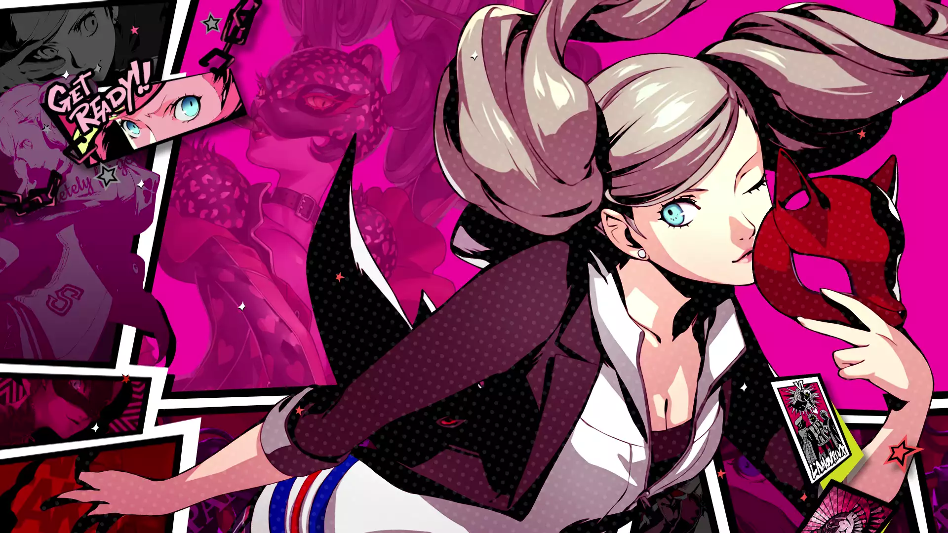 get ready, mask, anime, ann takamaki, person 5, anime girls, panther Live Wallpaper