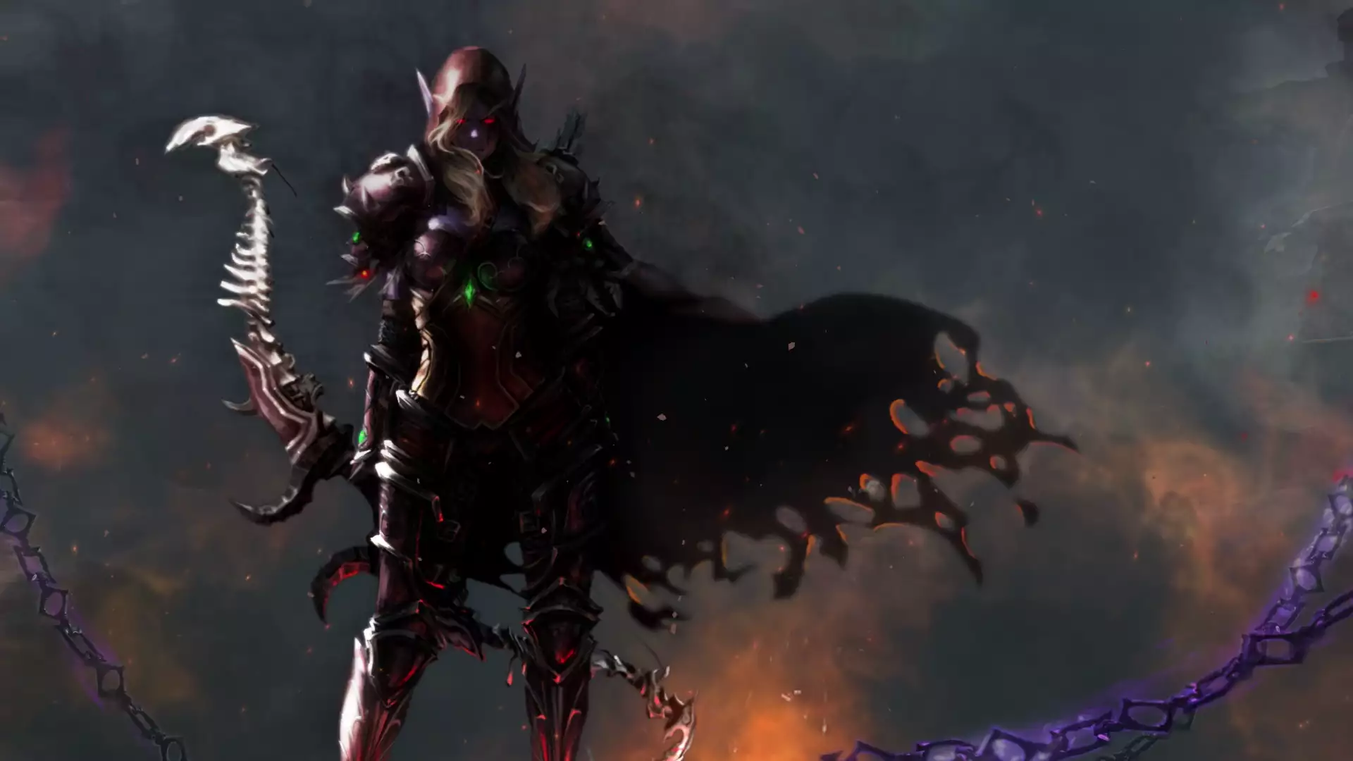 arts, games, elf, archer, red eyes, sylvanas windrunner, warcraft, long hair Live Wallpaper