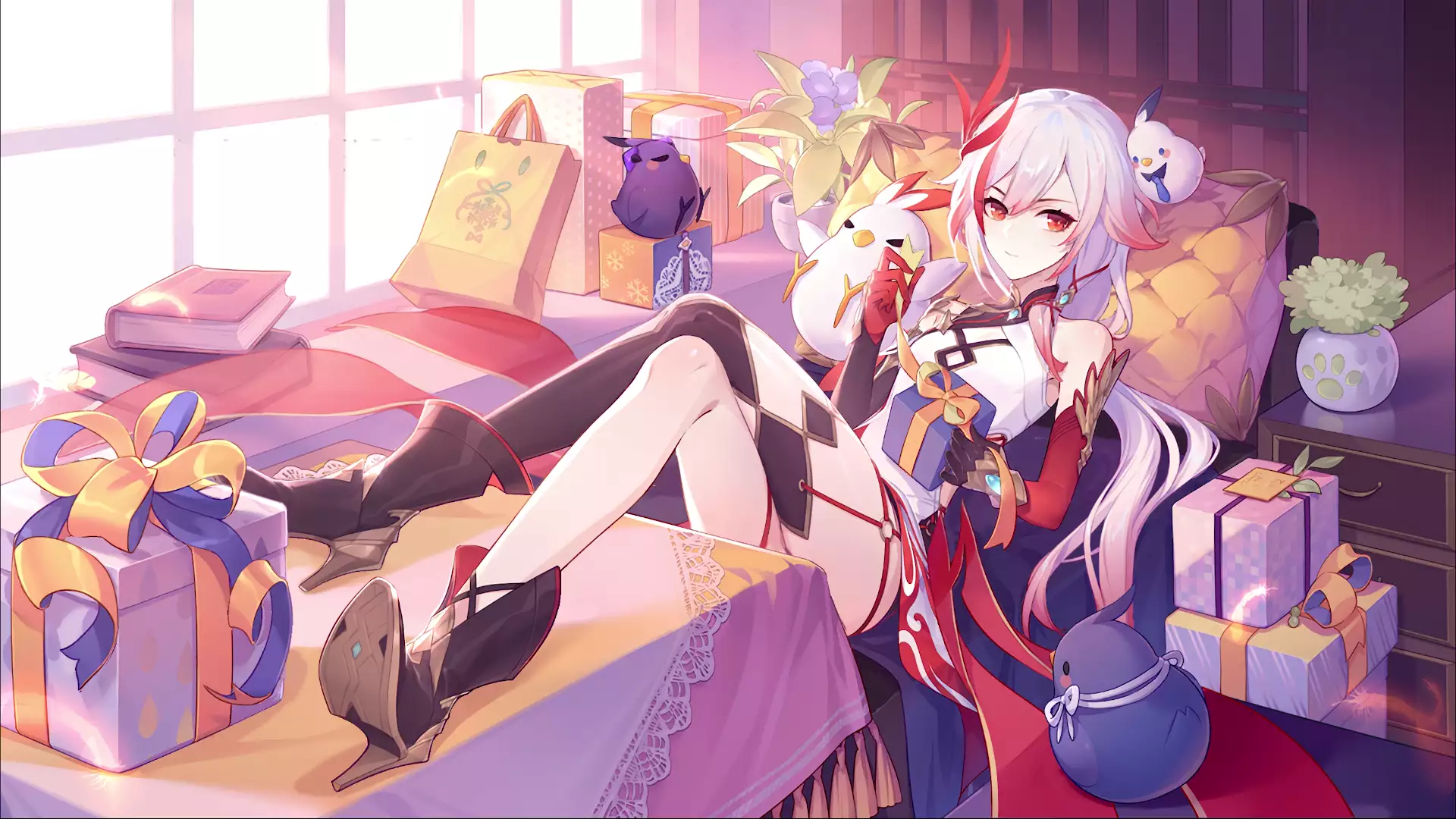 phoenix, anime girls, anime, gifts, nice girl, honkai impact, arts, games, cute girl, fu hua Live Wallpaper