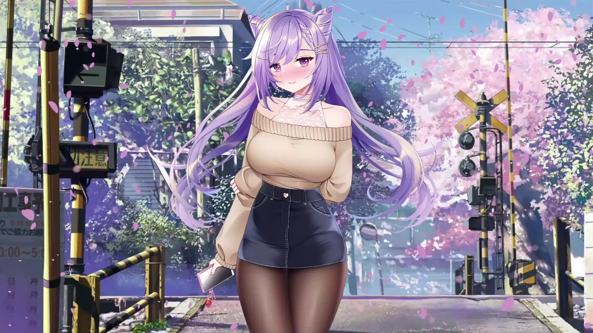 cute milf, games, anime girls, petals, big breasts, keqing, genshin impact, anime, genshin impact, ke qing Live Wallpaper