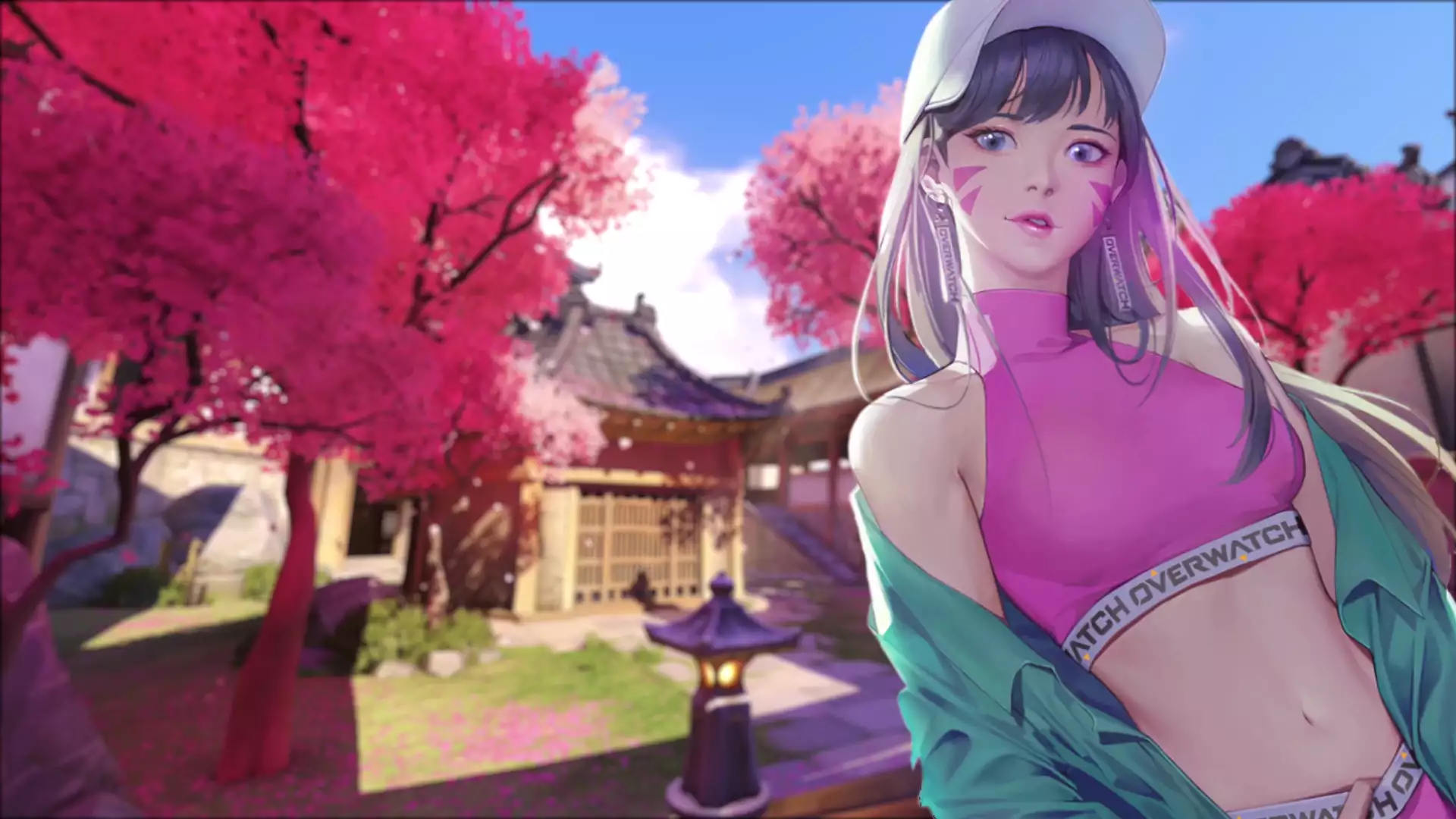 anime girls, games, anime, arts, long hair, overwatch, d va, cap Live Wallpaper