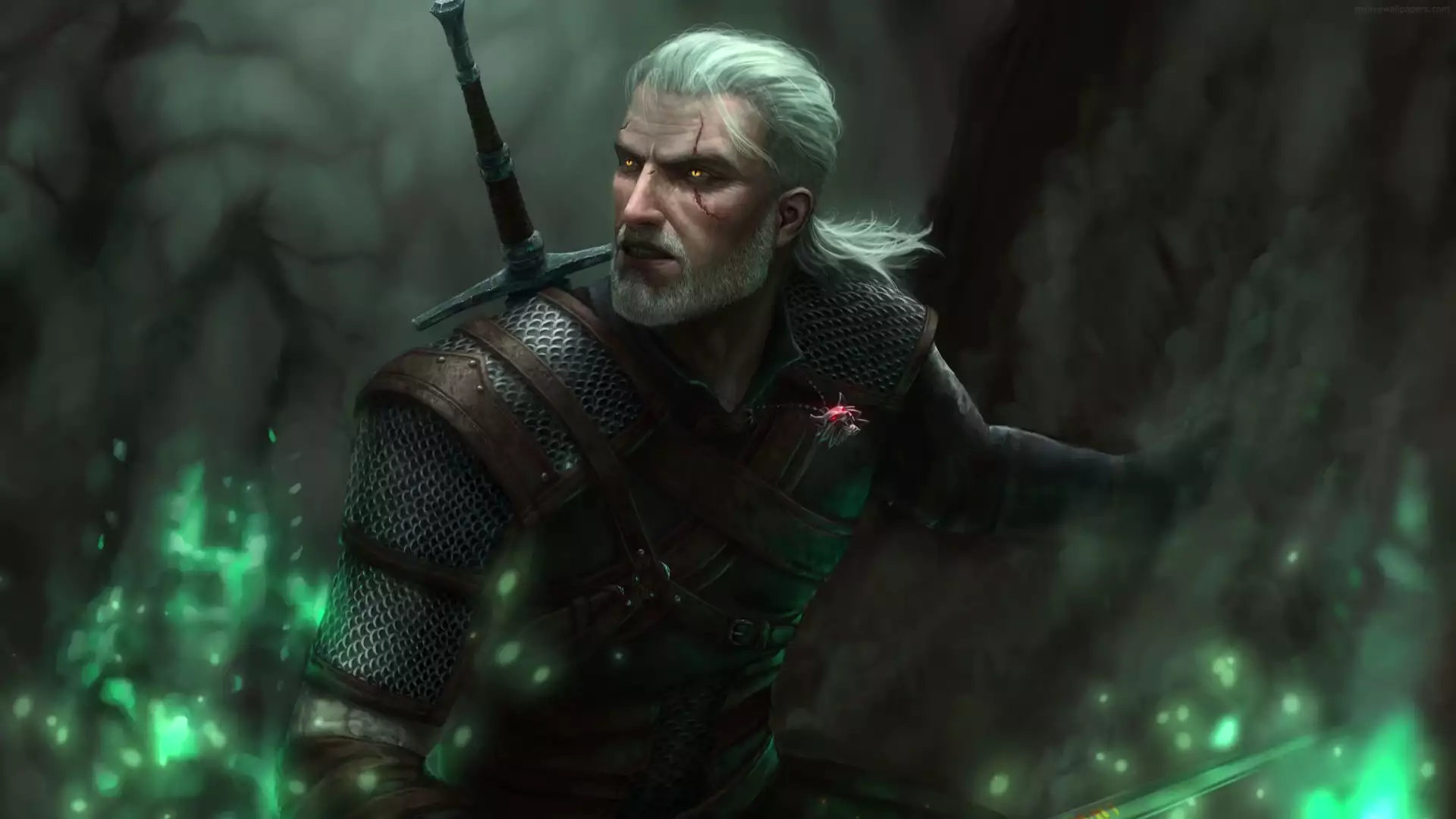 the witcher, fantasy, the witcher, scar, the white wolf, geralt z rivii, sword, arts, games, geralt of rivia Live Wallpaper