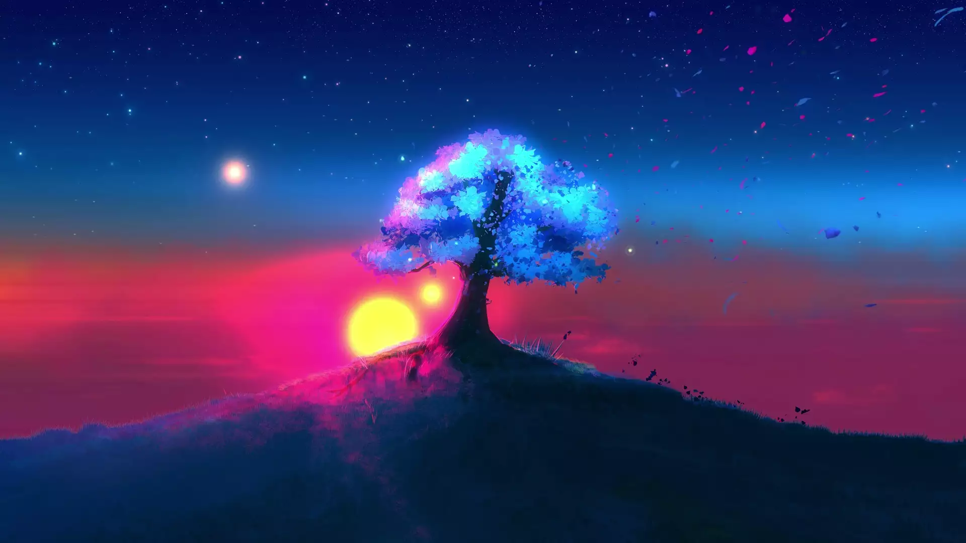 fantasy, landscapes - nature, arts, tree, wind Live Wallpaper