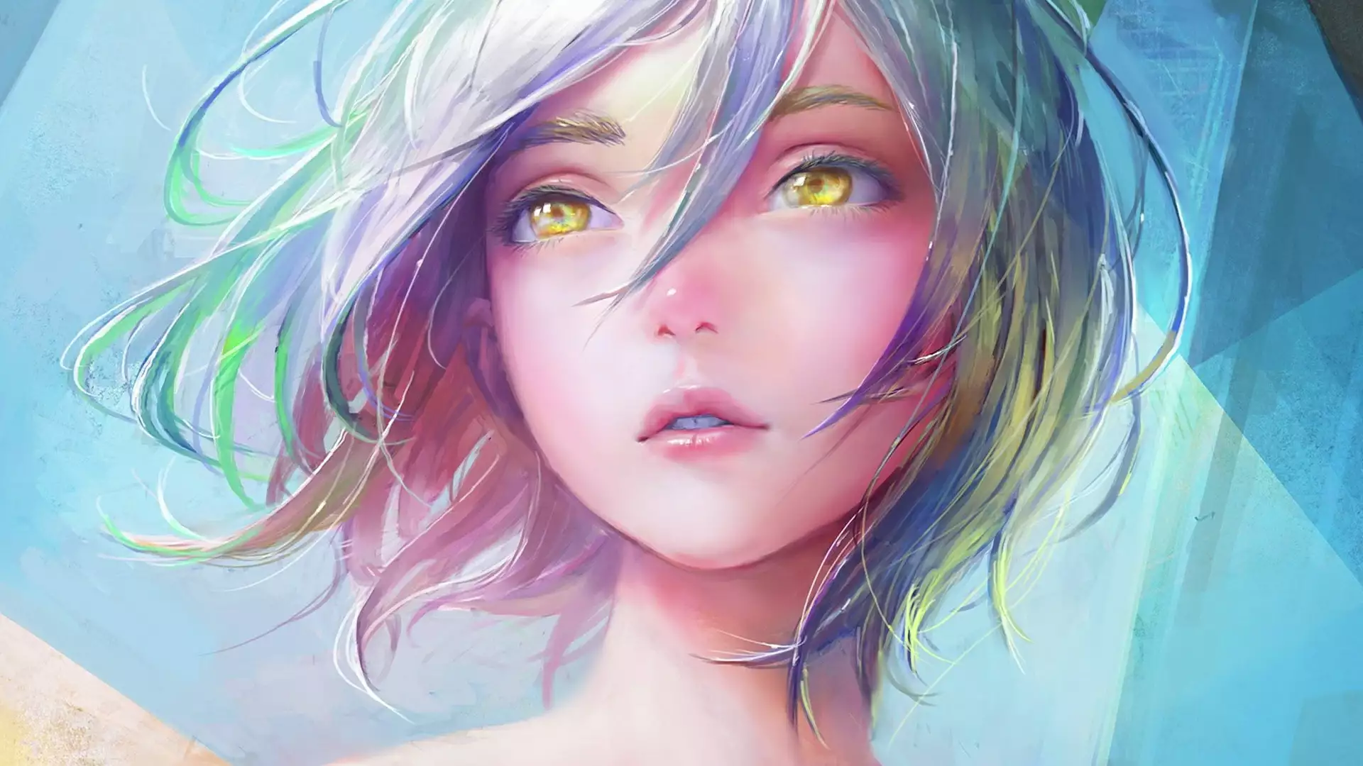 anime girls, hair fluttering in the wind, arts, anime, nice girl Live Wallpaper