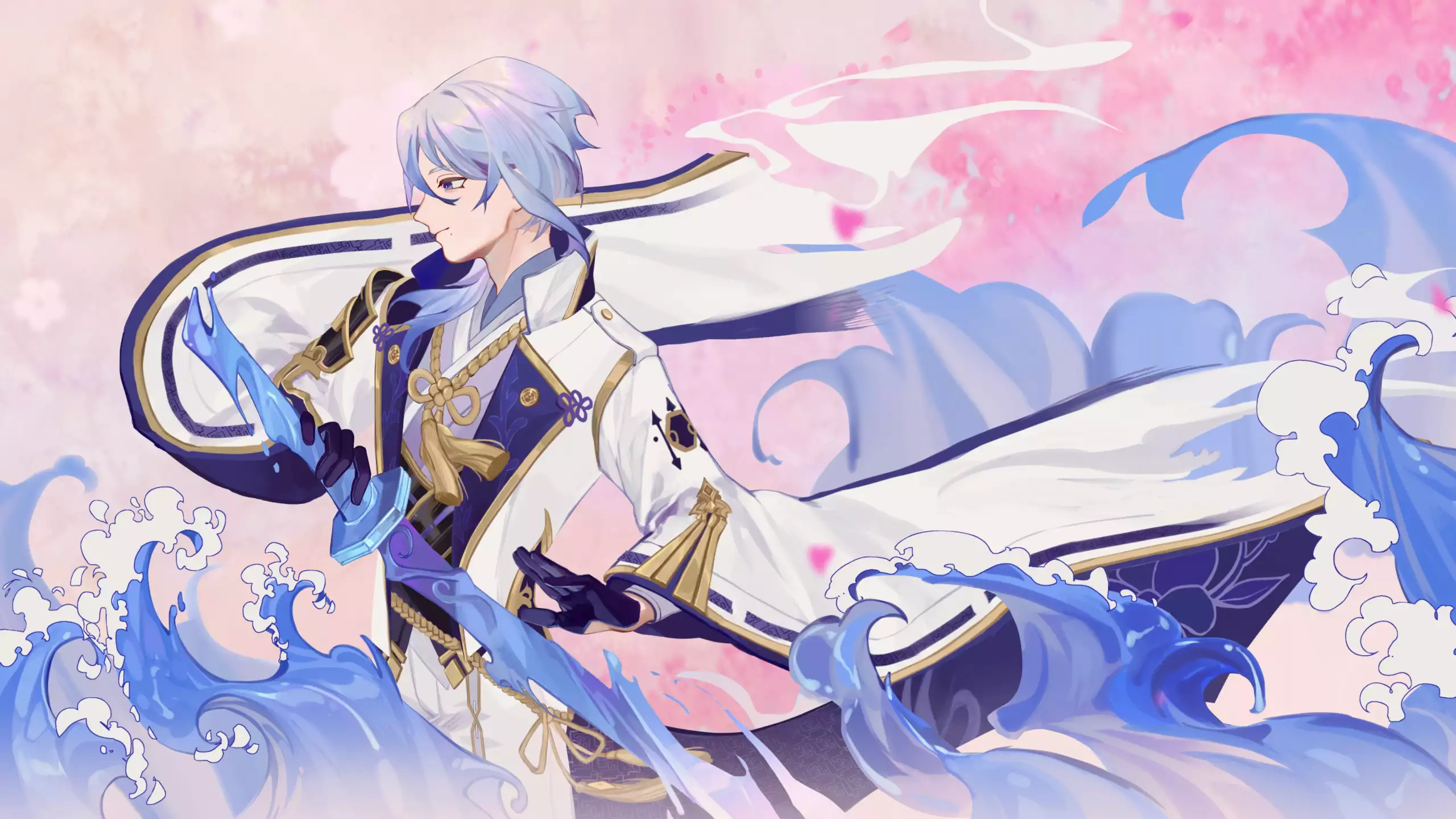 games, sea, genshin impact, kamisato ayato, arts, anime, sword Live Wallpaper