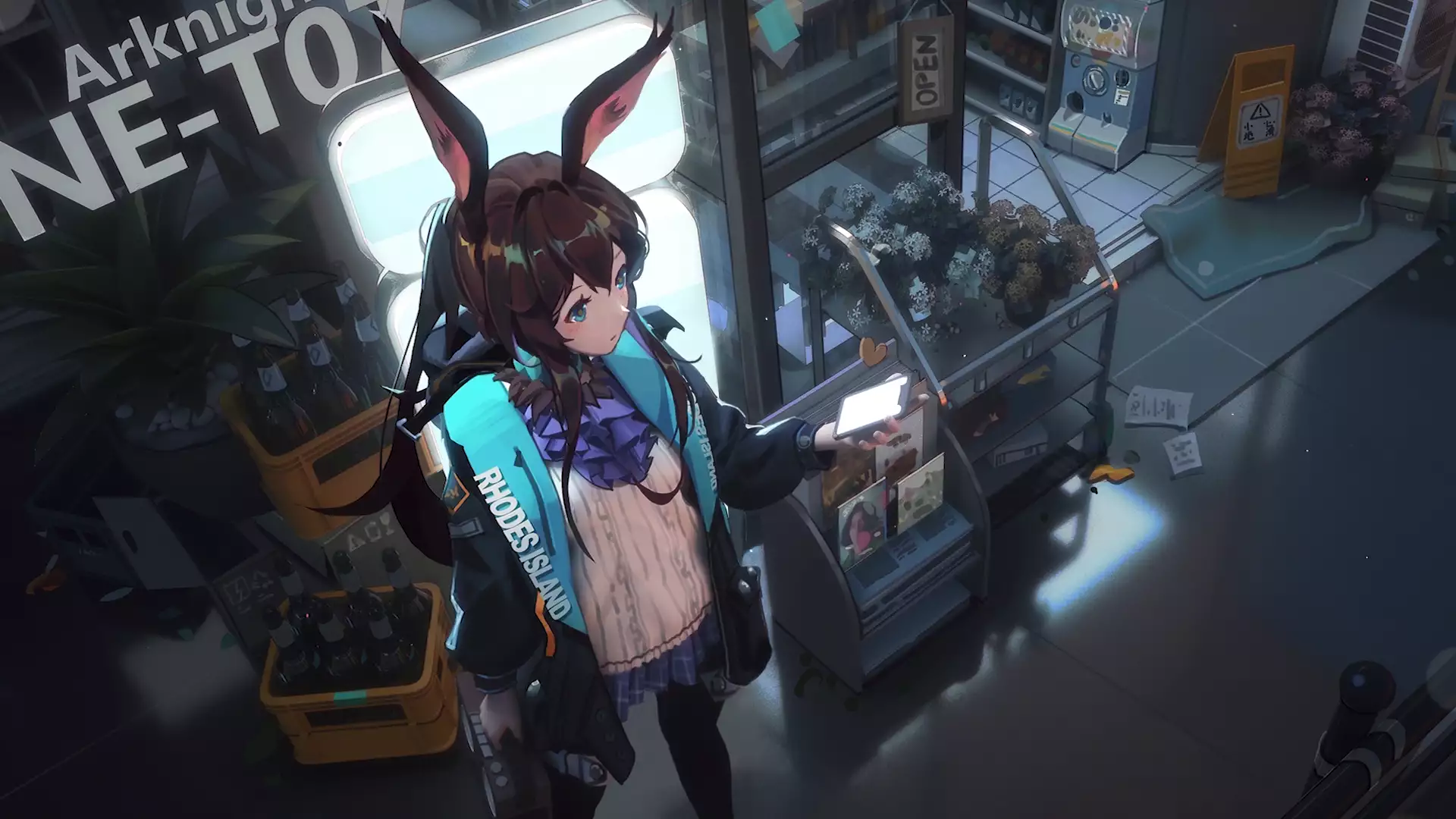 games, arts, amiya, amiya, ears, smartphone, arknights, anime girls, tights, shop, skirt, anime Live Wallpaper