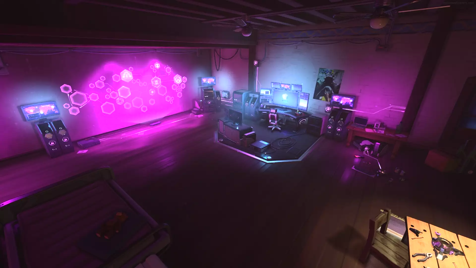 neon, arts, technologies, room, overwatch Live Wallpaper