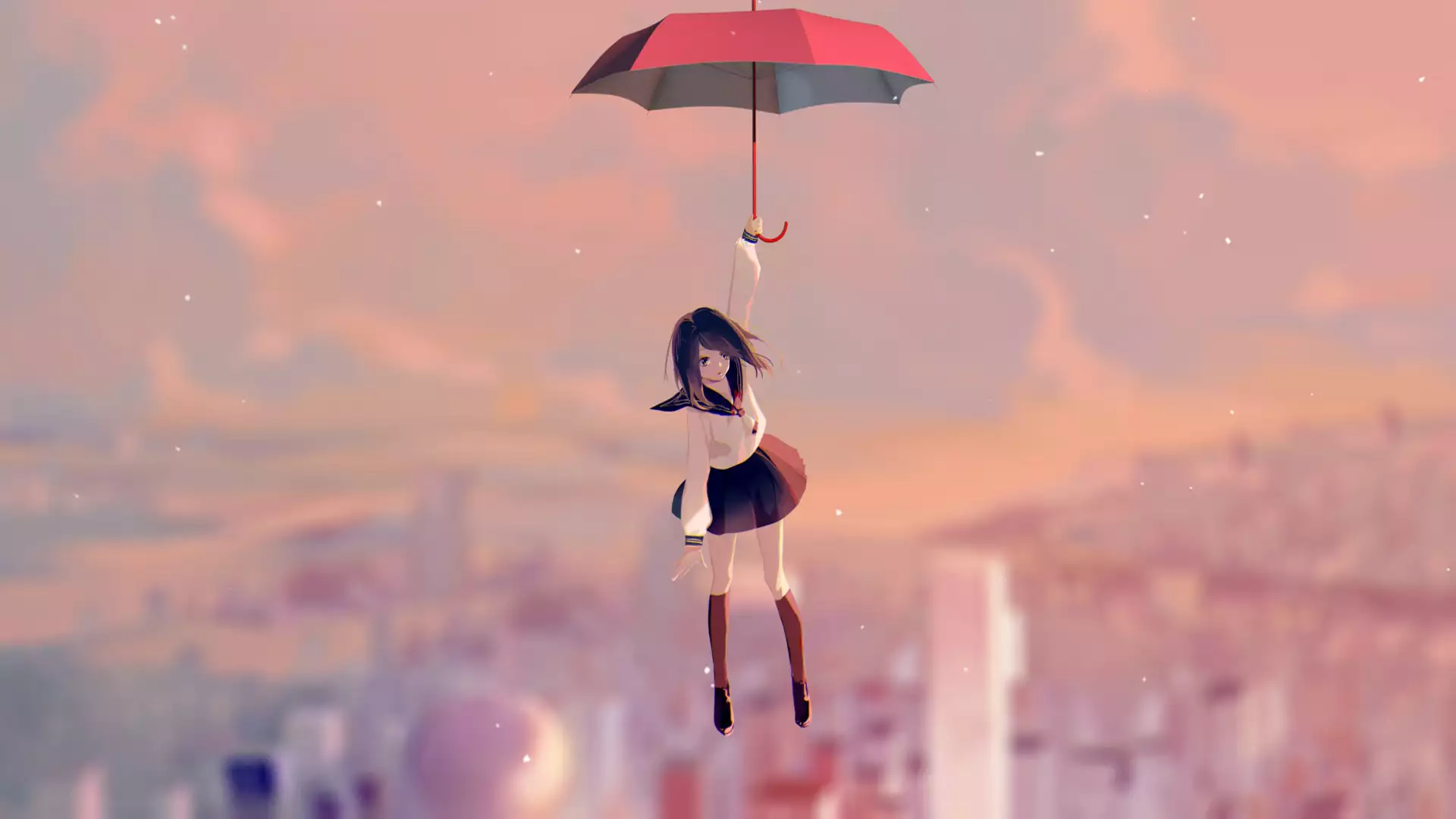 dark hair, skirt, arts, school uniform, anime girls, anime, long hair Live Wallpaper