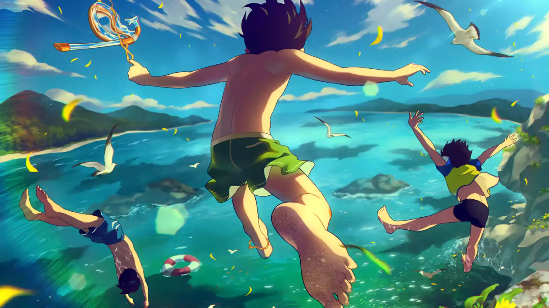 landscapes - nature, stones, a lifeline, mountains, bird, seagull, water Live Wallpaper