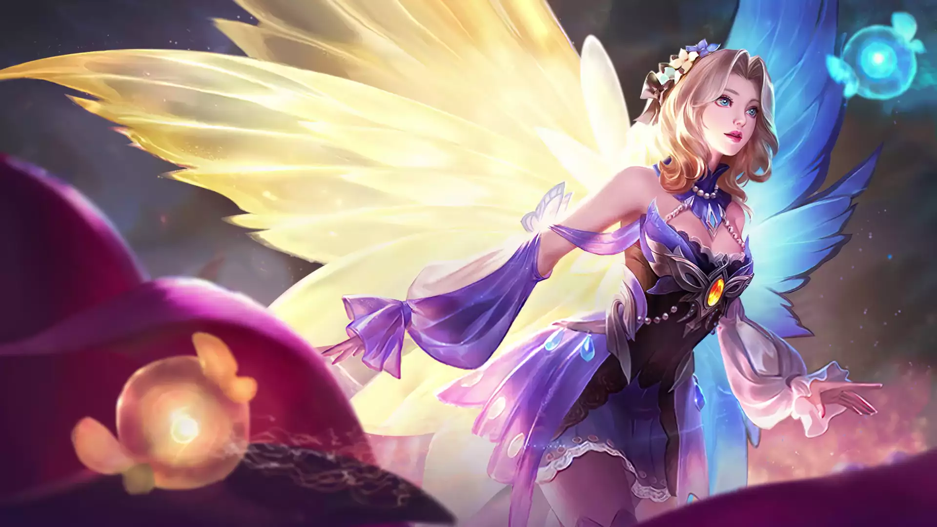 anime girls, games, seraphim butterfly, mobile legends, beautiful girl, anime, arts, lunox, wings, nice girl Live Wallpaper
