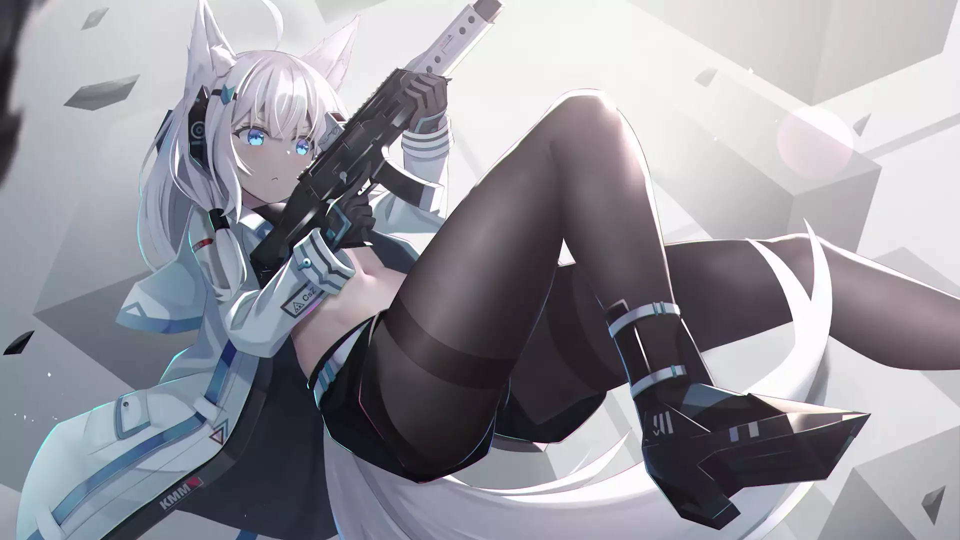 anime girls, games, anime, fox girl with gun, kawakaze, azur lane, the azure way, kawakaze Live Wallpaper