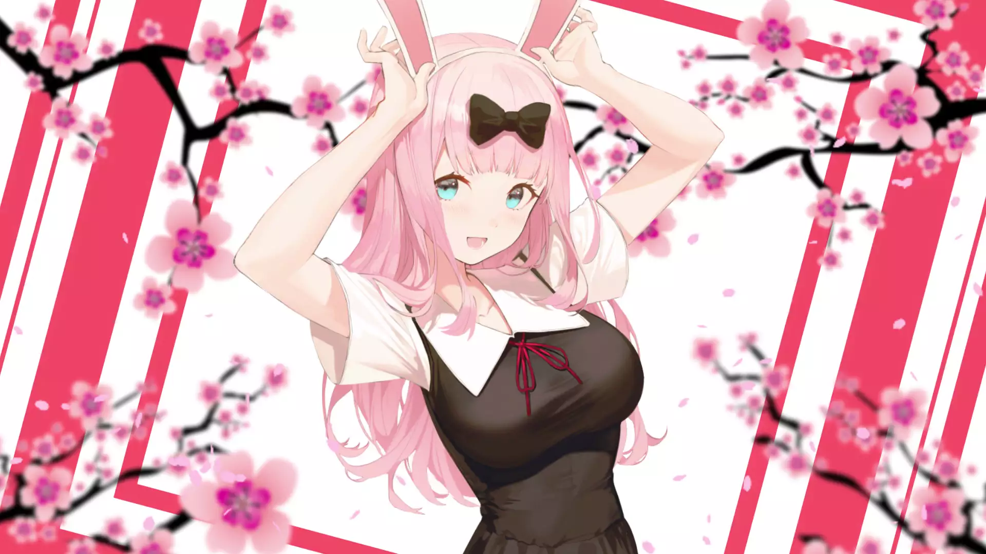 sakura, bunny ears, mrs. kaguya: in love as in war, ears, anime, kaguya-sama: love is war, anime girls, chika fujiwara Live Wallpaper