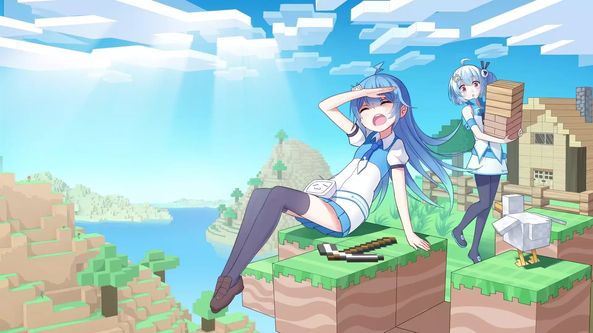 anime, minecraft, beautiful girl, games, nice girl, anime girls, arts Live Wallpaper