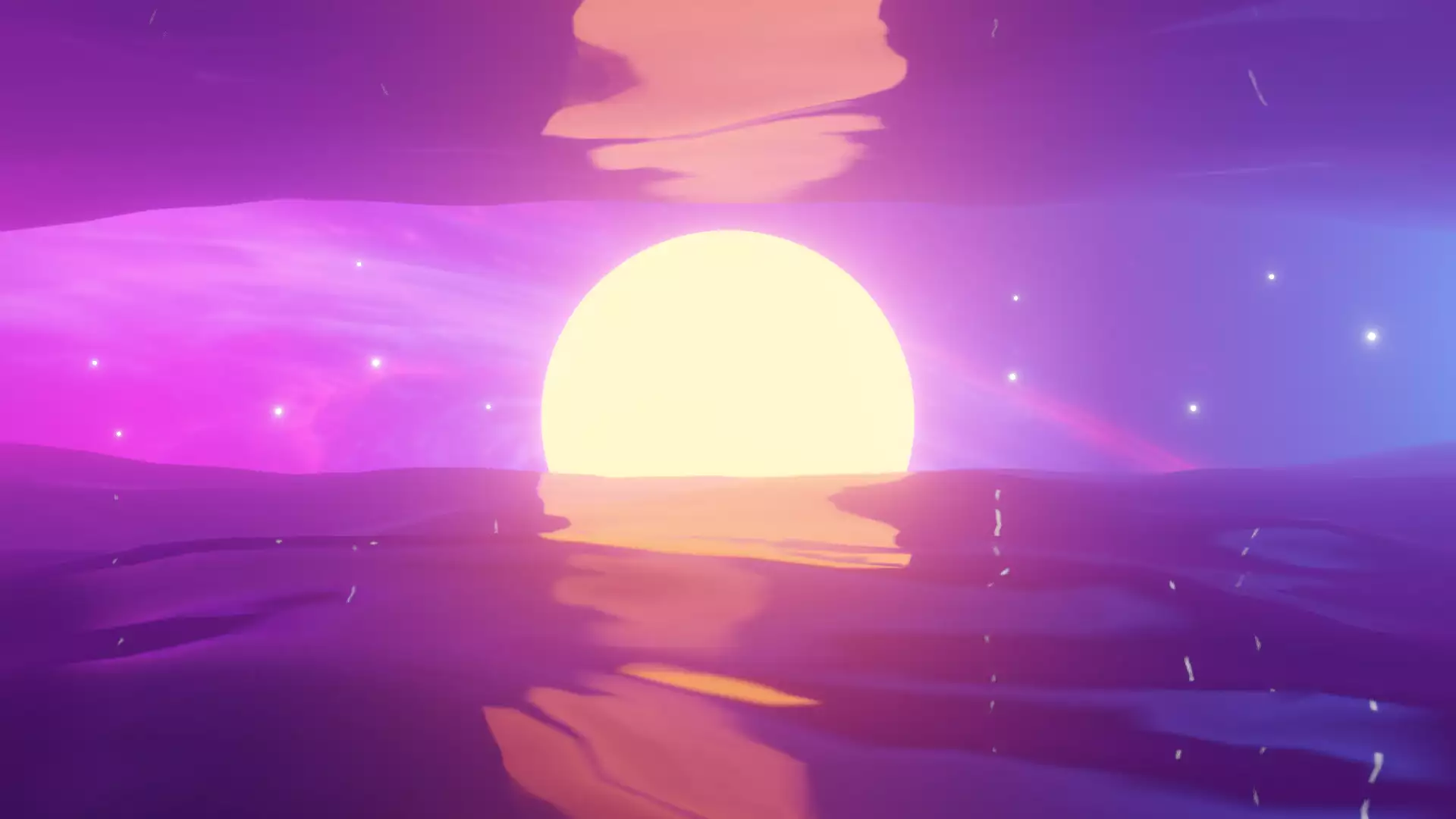 purple sky, landscapes - nature, the scorching sun, water, arts, retro, sunset, sea Live Wallpaper