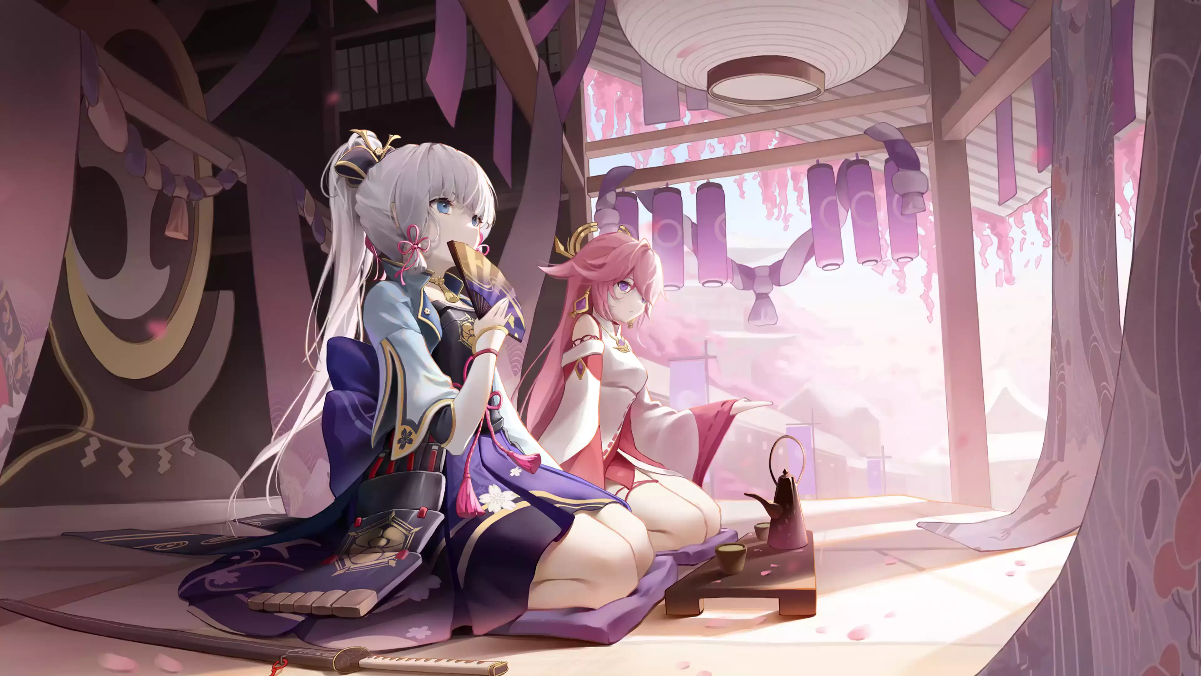 anime, genshin impact, games, inazuma, guji yae, ayaka, anime girls, genshin impact Live Wallpaper