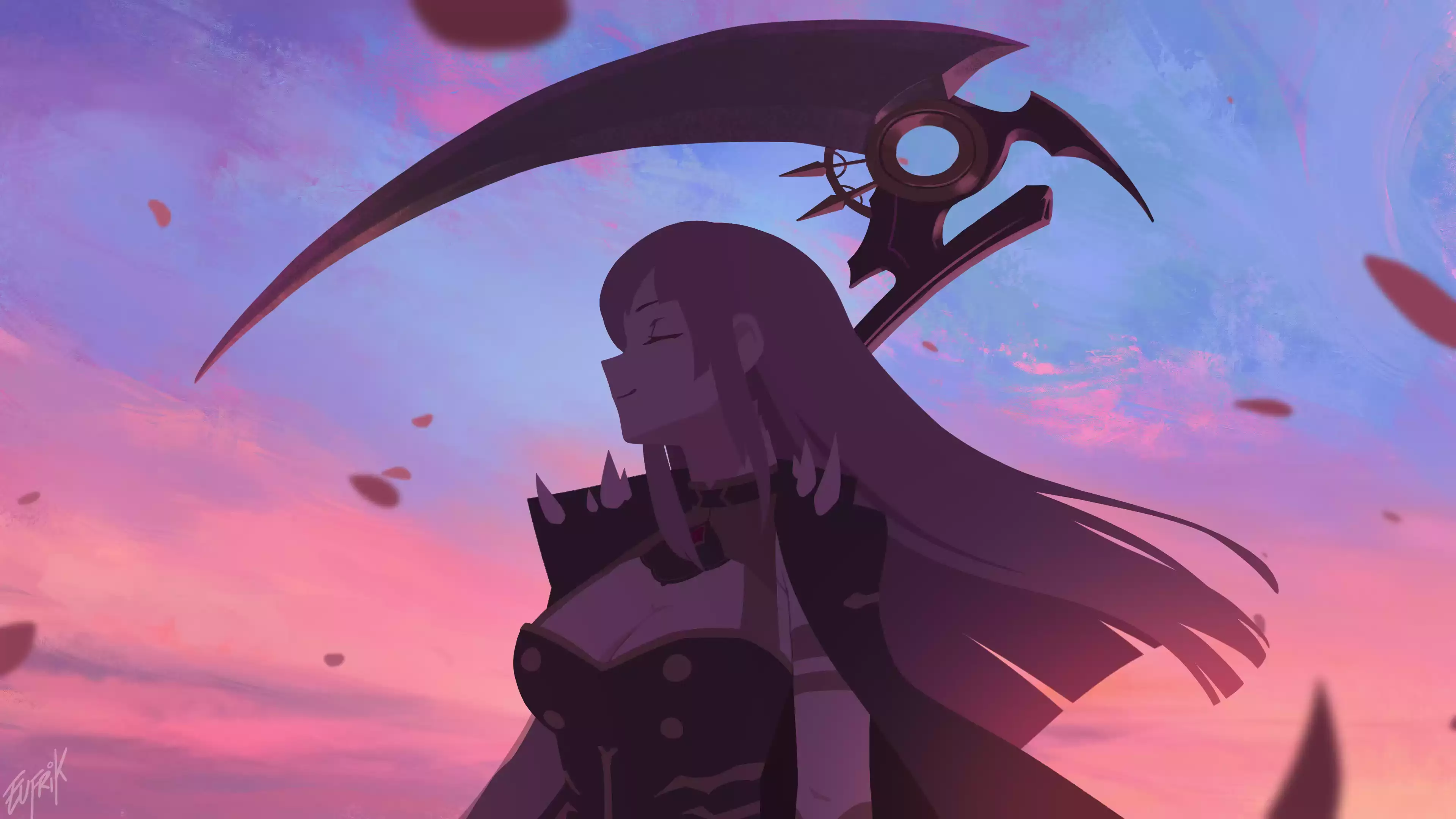 scythe, nice girl, mori calliope, virtual youtuber, beautiful girl, arts, anime, anime girls Live Wallpaper