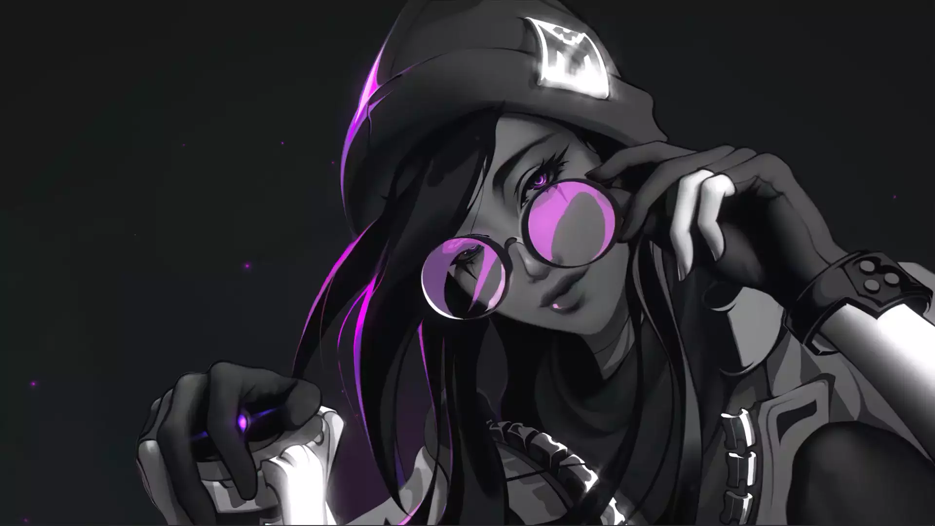 anime girls, valorant, killjoy, glasses, beautiful girl, anime, black background, arts, games Live Wallpaper
