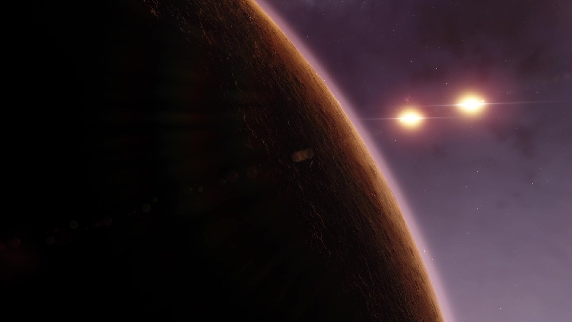 Double dawn over a desert planet Live Wallpaper