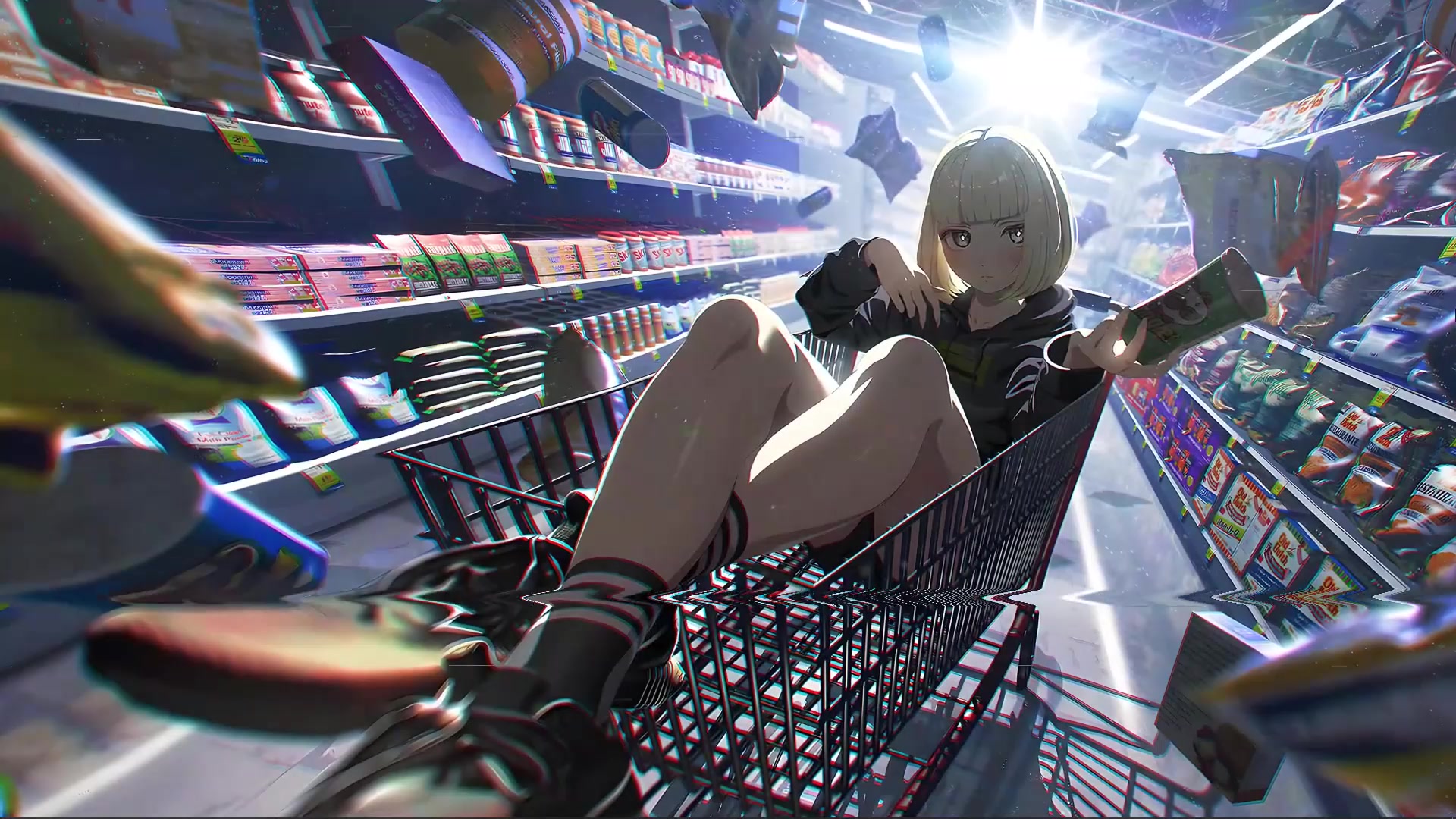 Anime Anime Girl Chips Food Shopping Live Wallpaper