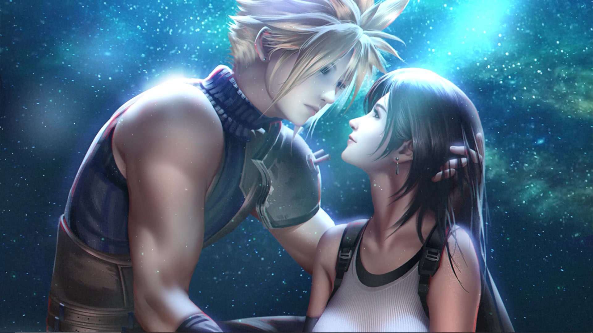 Final Fantasy Cloud and Tifa Starry Night Live Wallpaper