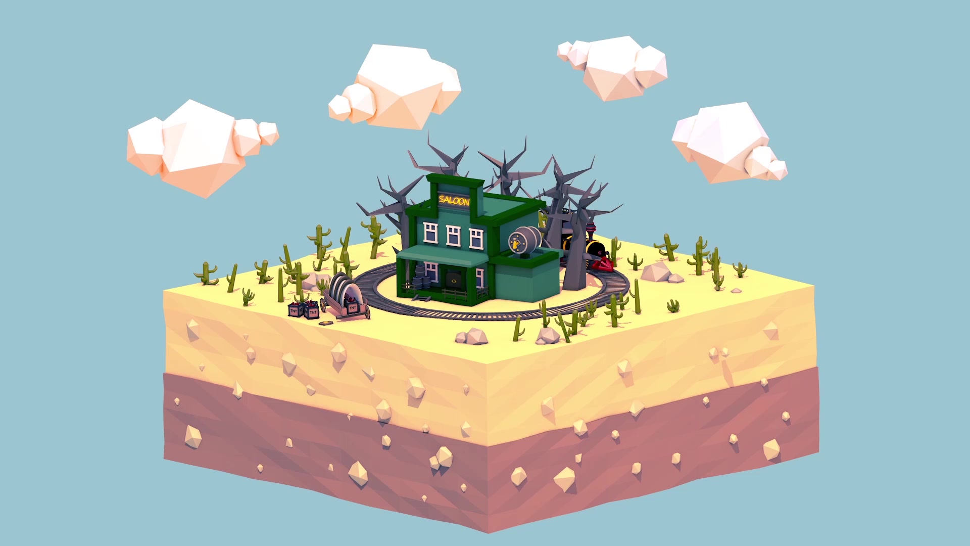 Low poly - Western Live Wallpaper