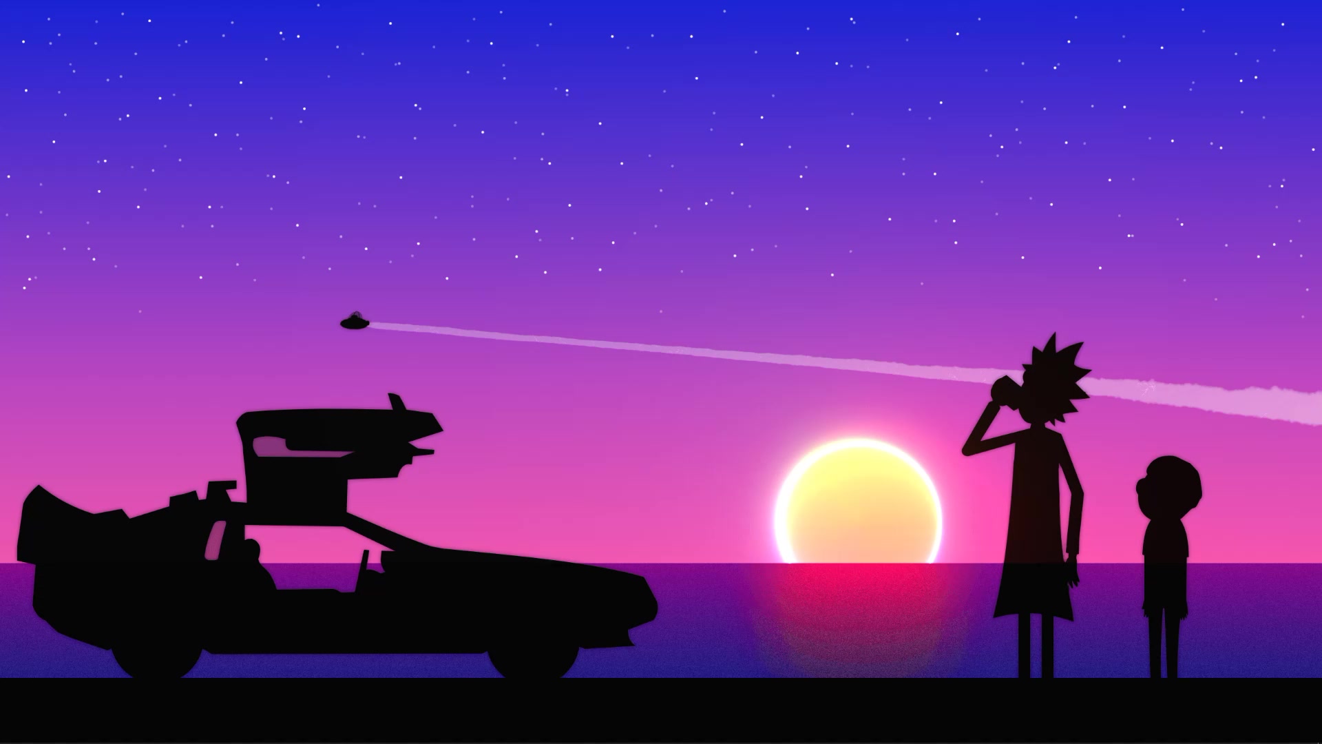 Rick and Morty Synthwave Live Wallpaper