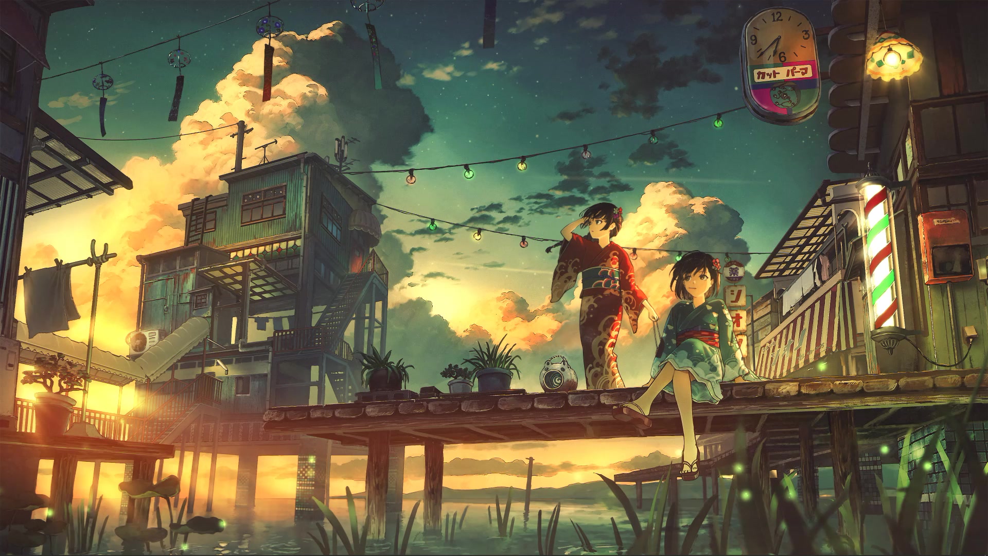Anime Sunset Village Live Wallpaper