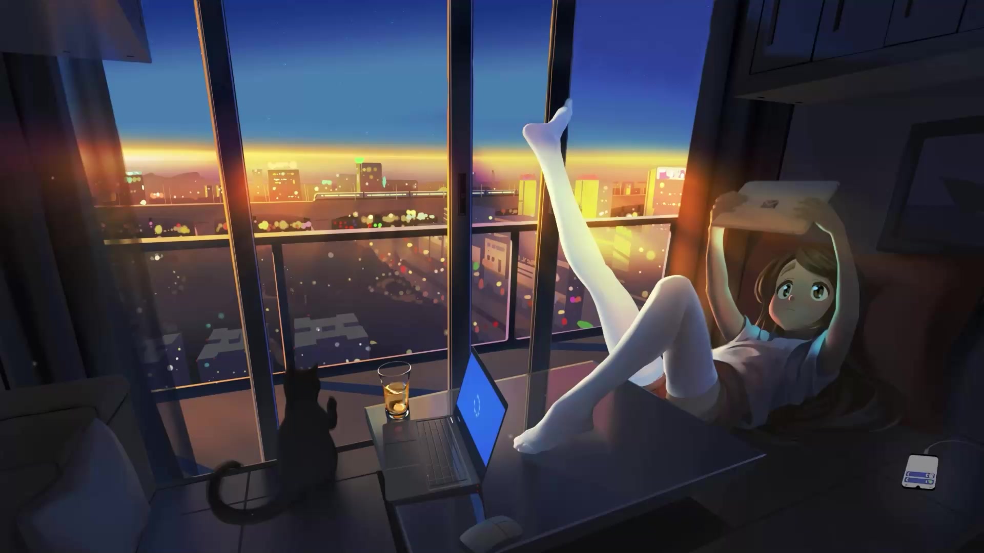 Lazy Evening, The sunset of a thought, anime girl Live Wallpaper