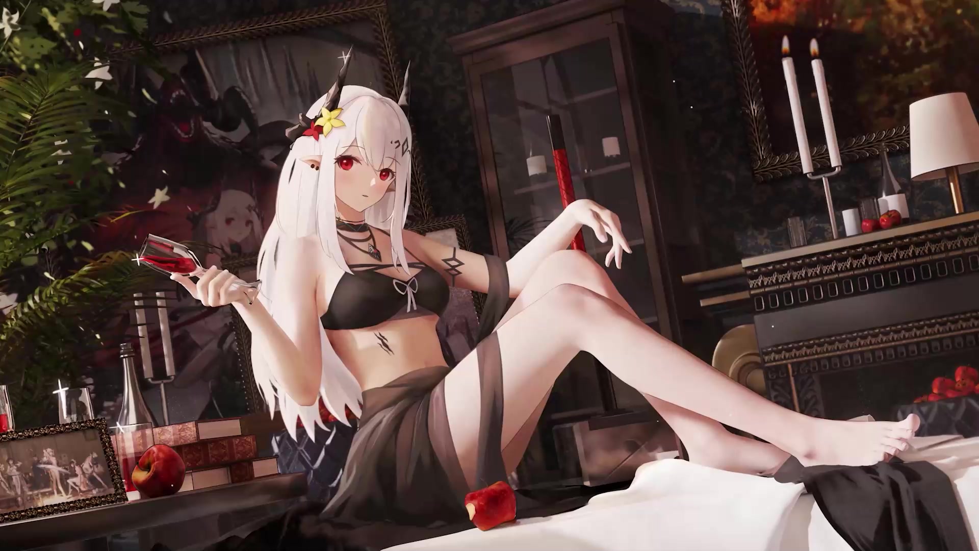 Drunk Girl, Mudrock (Arknights), anime girl Live Wallpaper