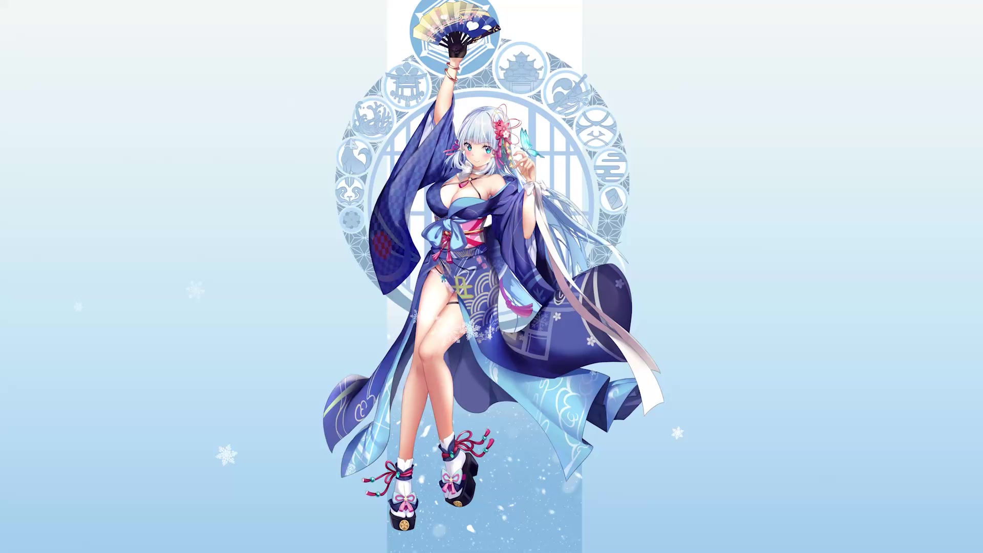 Yukata, Kamisato Ayaka, Genshin Impact Live Wallpaper