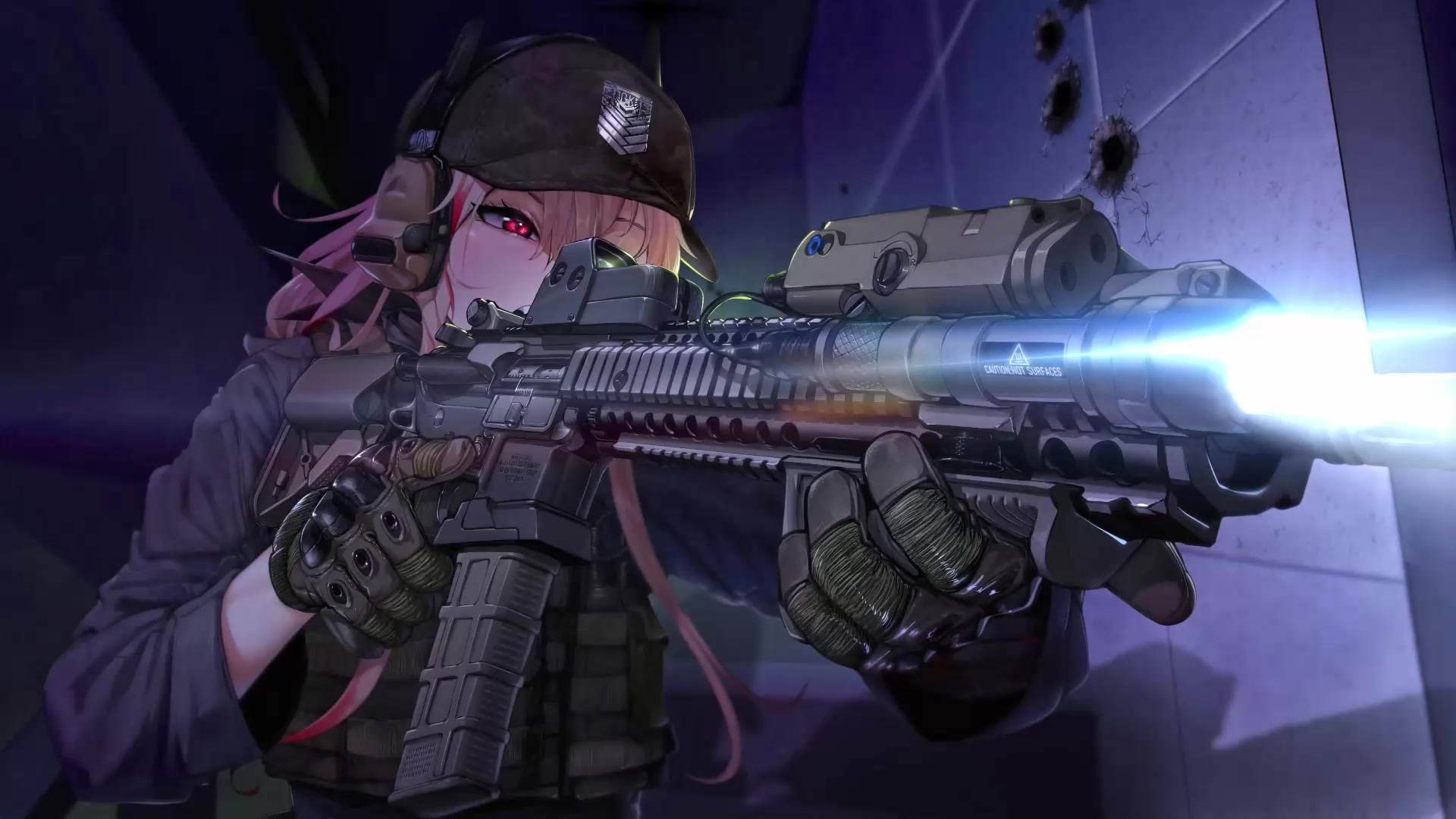 Girl on the front line with m4 Live Wallpaper
