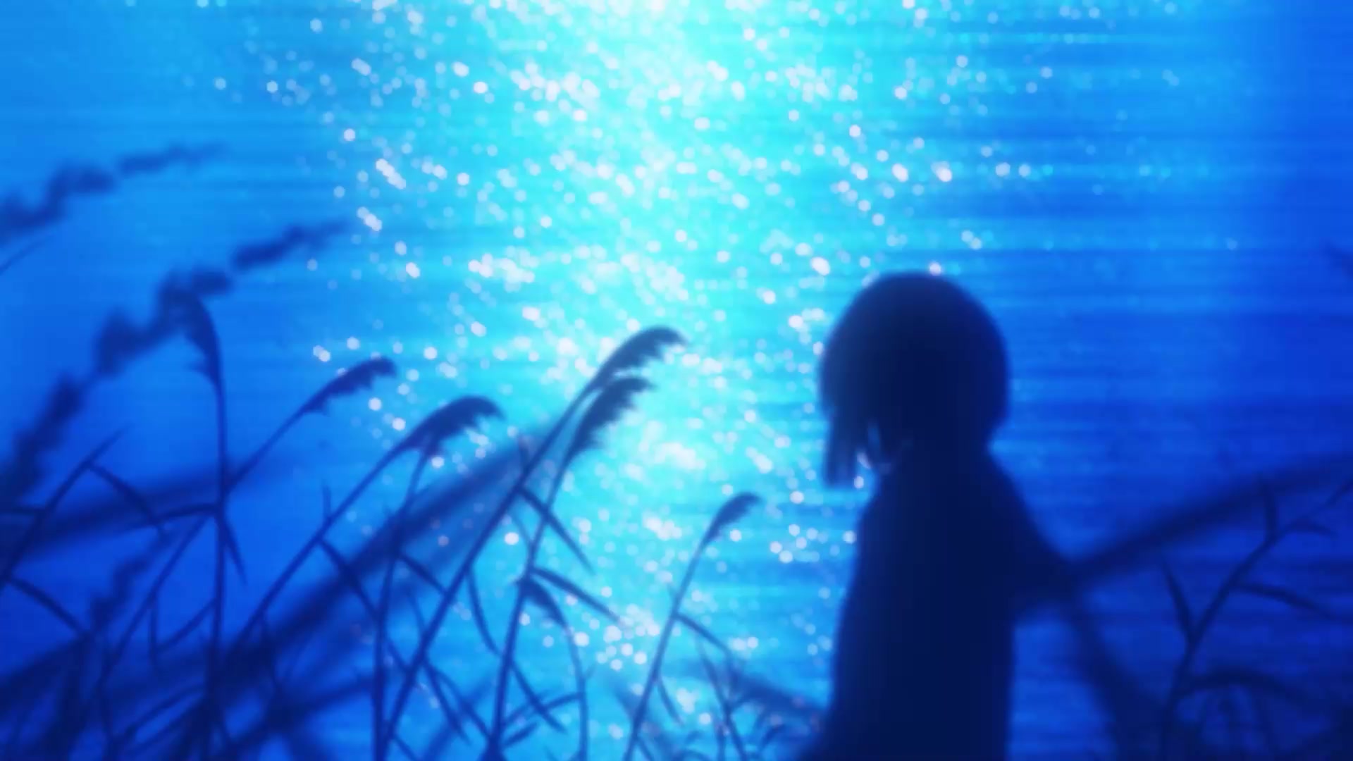 Silhouette, water, girl, night, nature Live Wallpaper