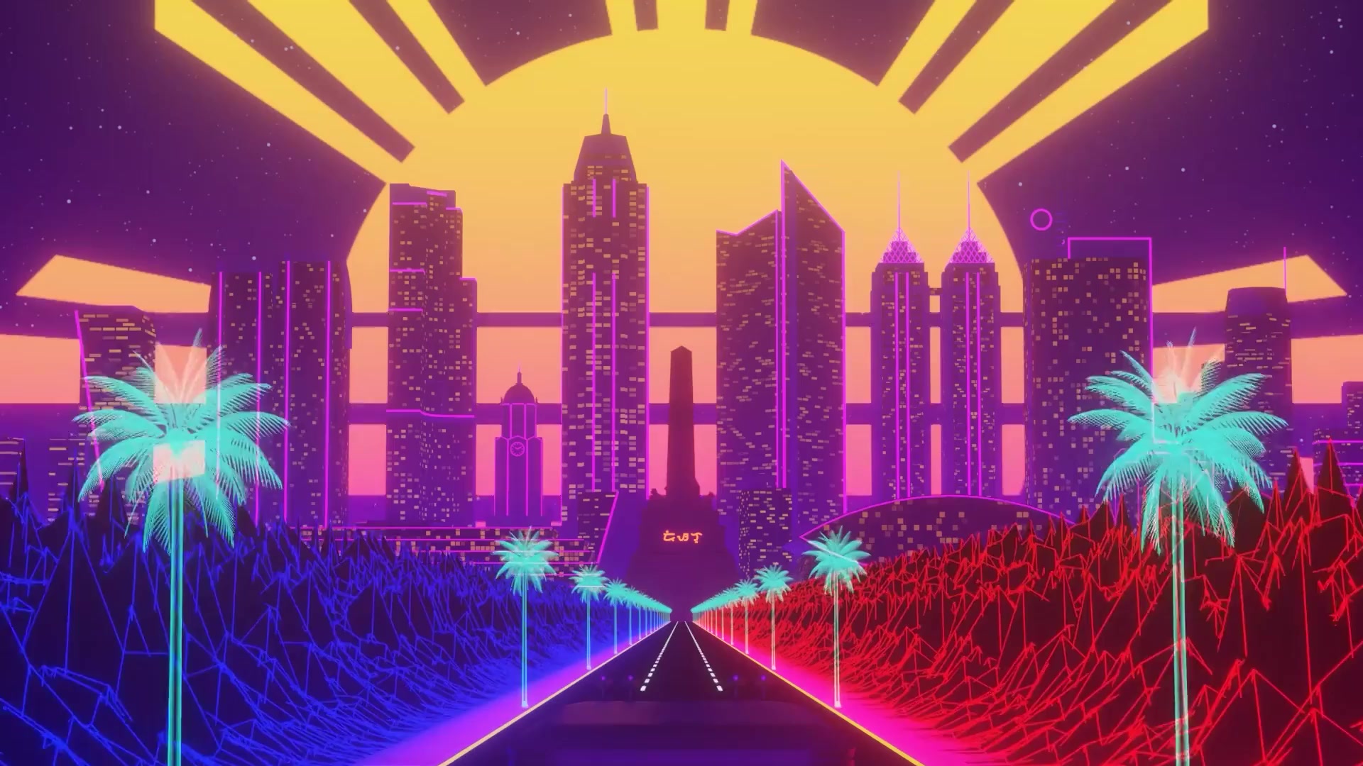 Sunrise In Neon City Live Wallpaper