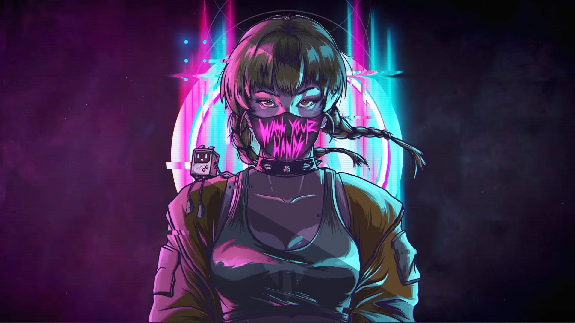 Wash Your Hands Neon Girl Live Wallpaper