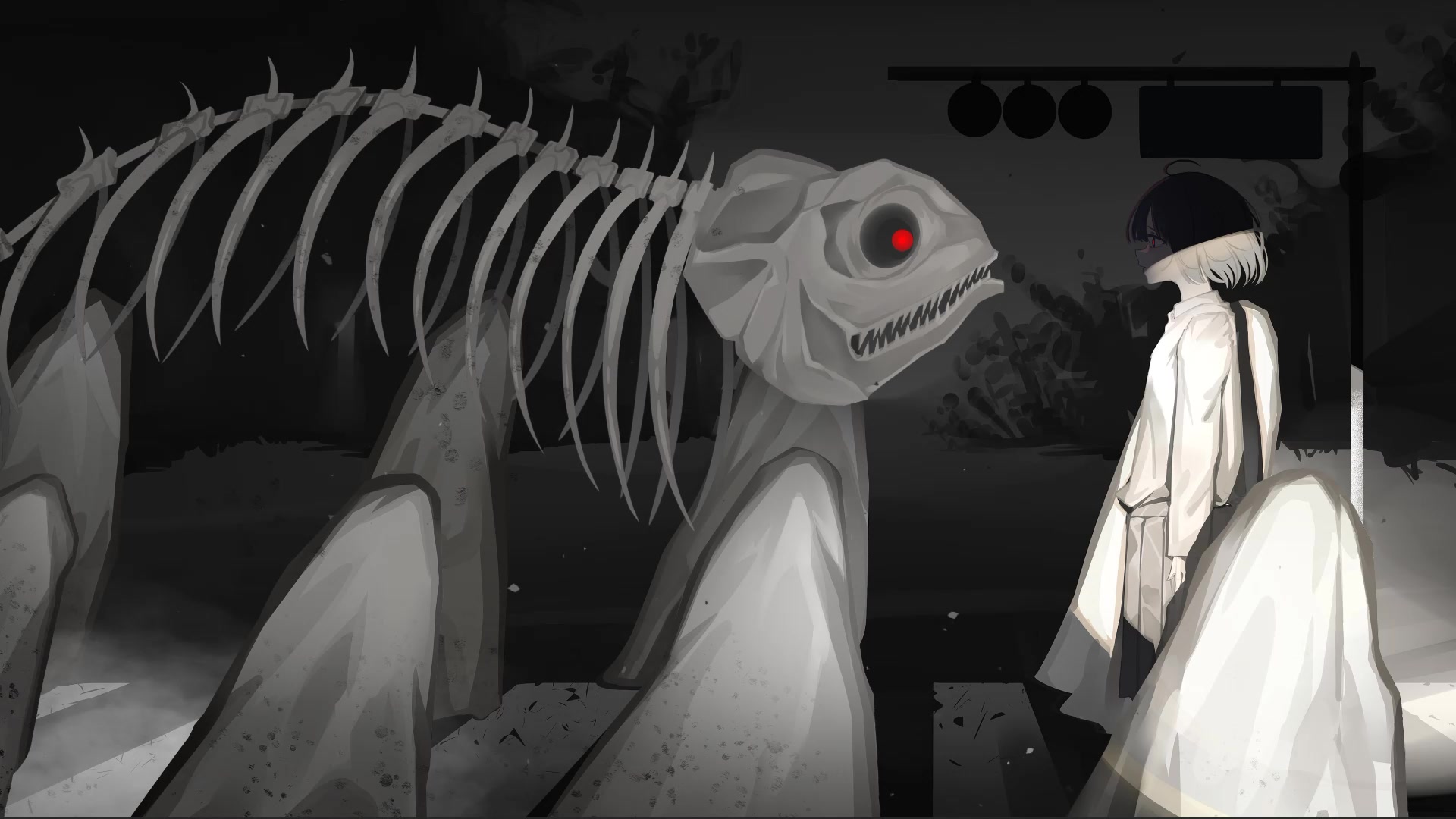 On The Hook, Anime Girl Devil Fish Skeleton Live Wallpaper