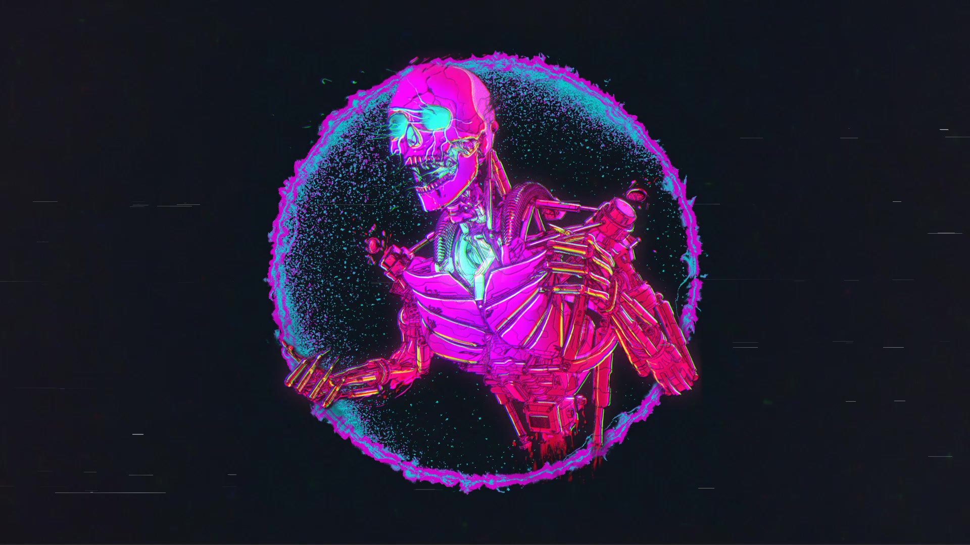 Neon Cyber Skeleton Live Wallpaper
