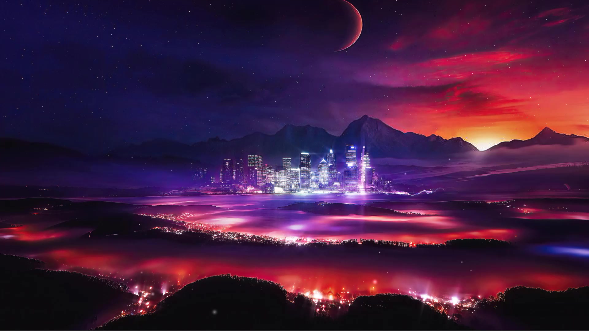 Twilight City Night Live Wallpaper