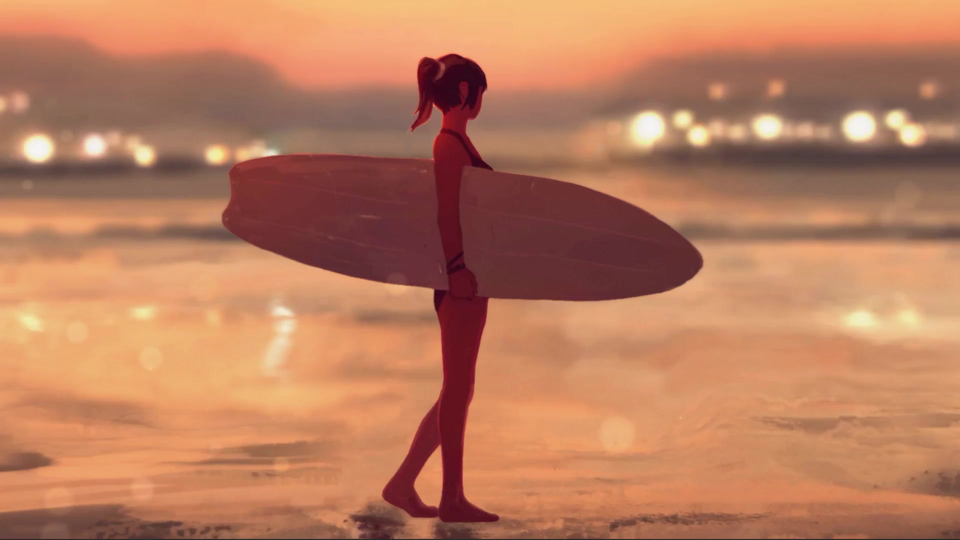 Summer Surfer, Beach Girl Live Wallpaper