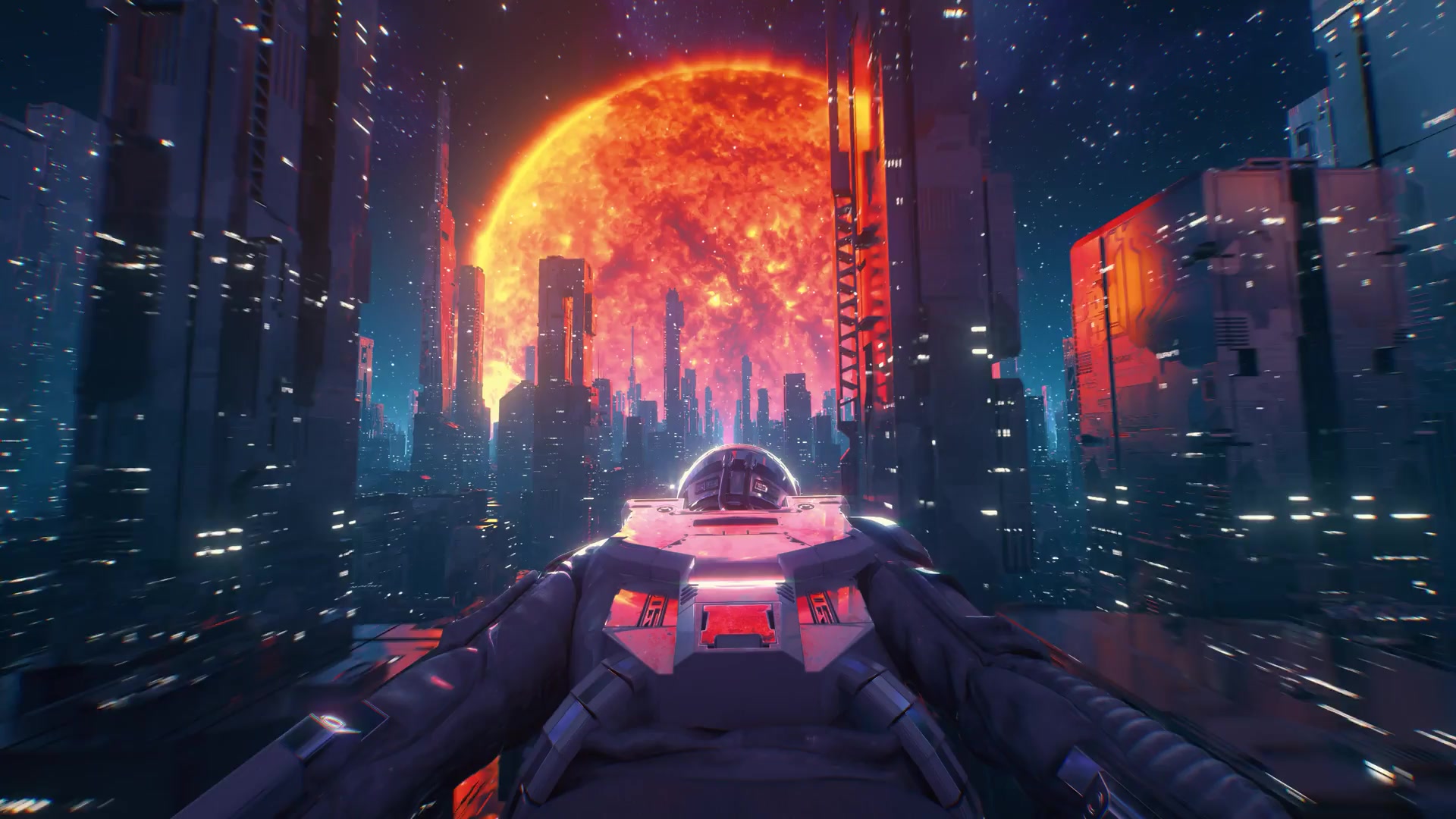 Cyperpunk Bladerunner City Flying Live Wallpaper