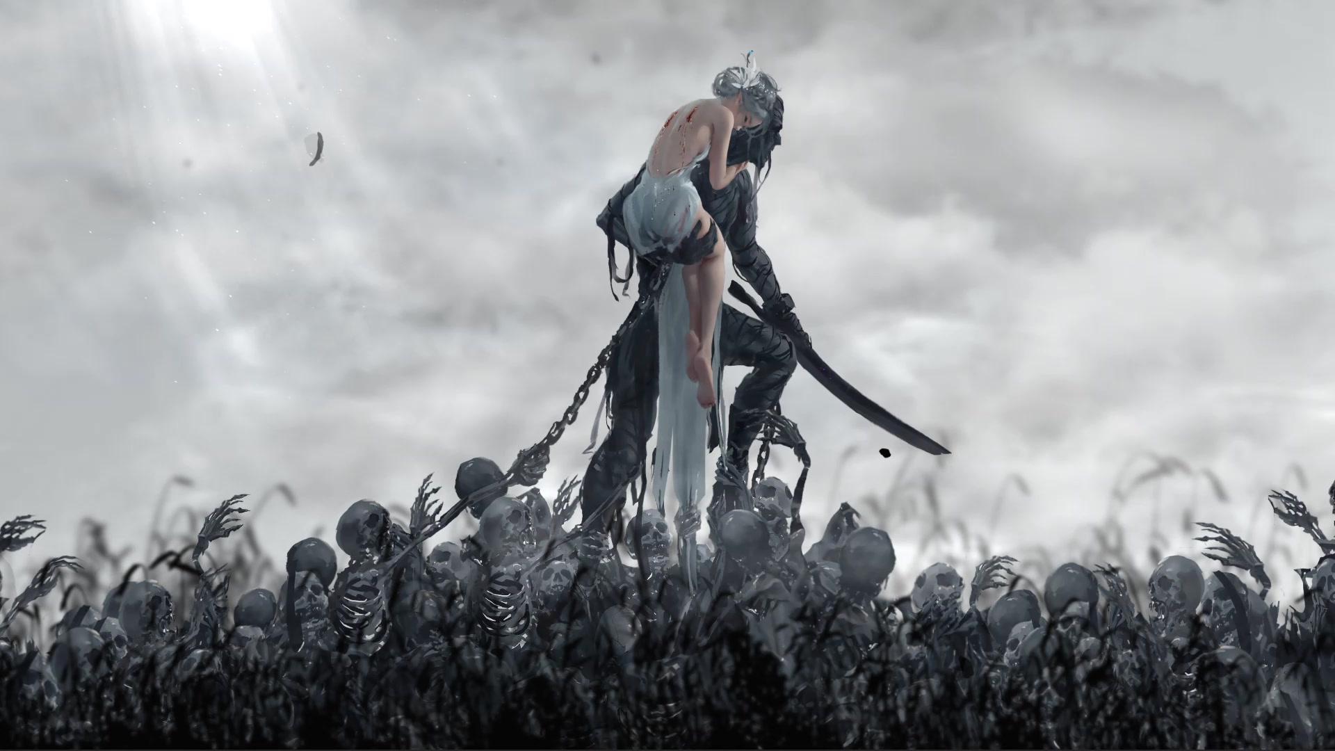 Love Death, Romantic art, Dark fantasy art, Horror art Live Wallpaper