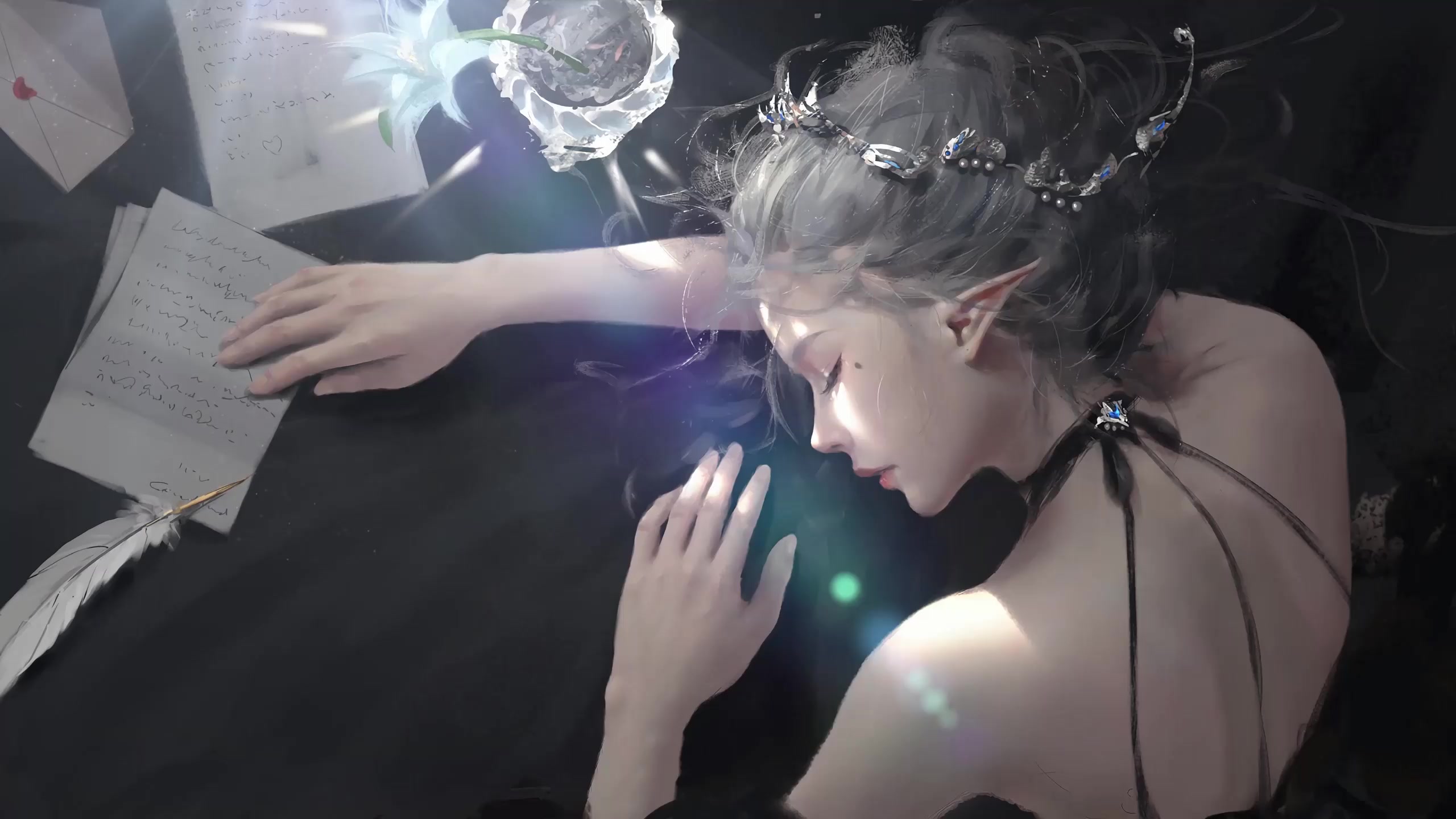 Celestia, ears, feathers, flowers, Ghost Blade Live Wallpaper