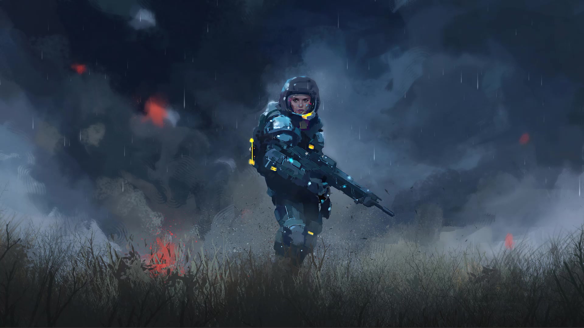 Sci-fi, soldier, astronaut, Gun Live Wallpaper