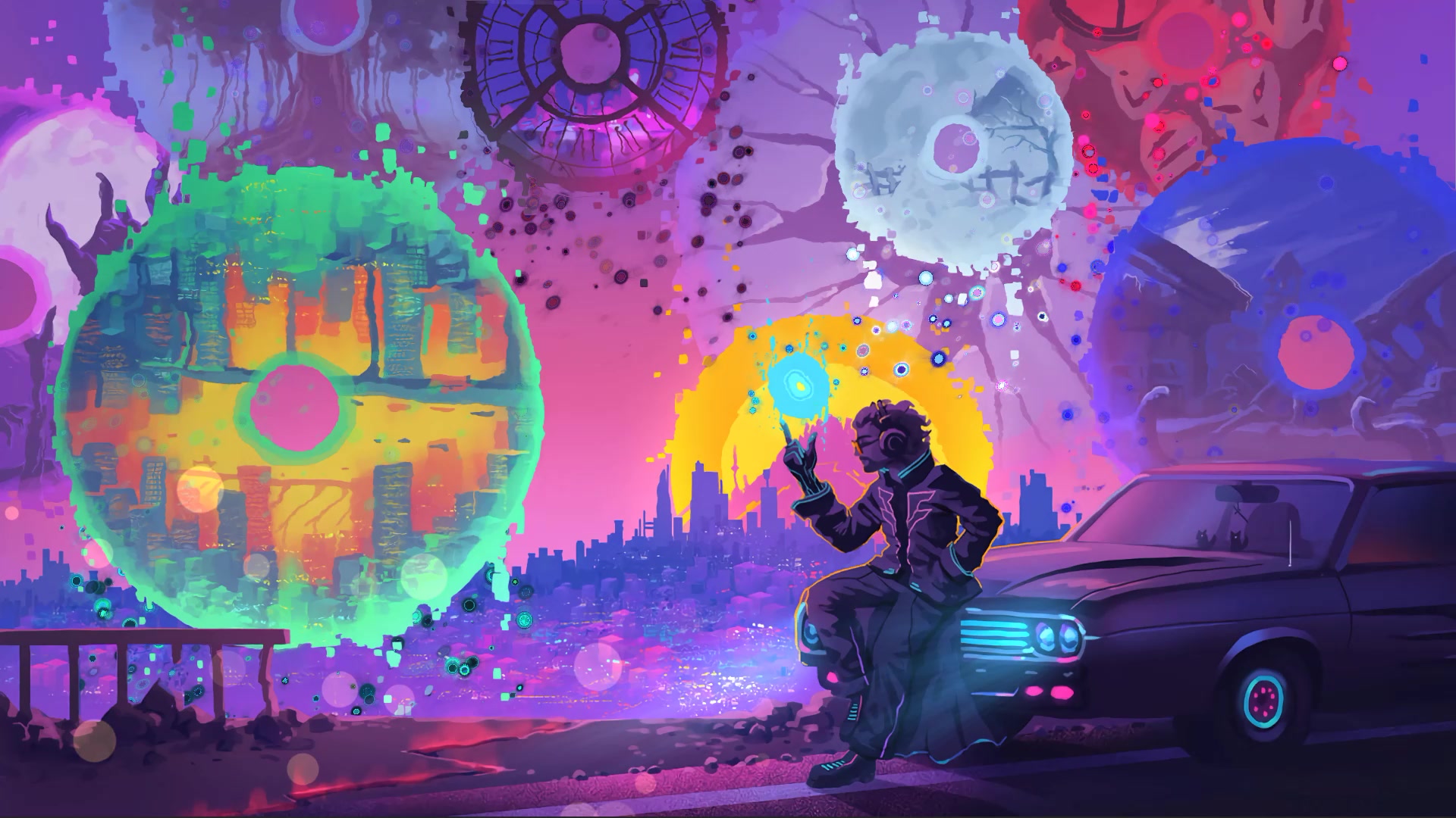 Retrowave Aviators Multiple Universes Live Wallpaper