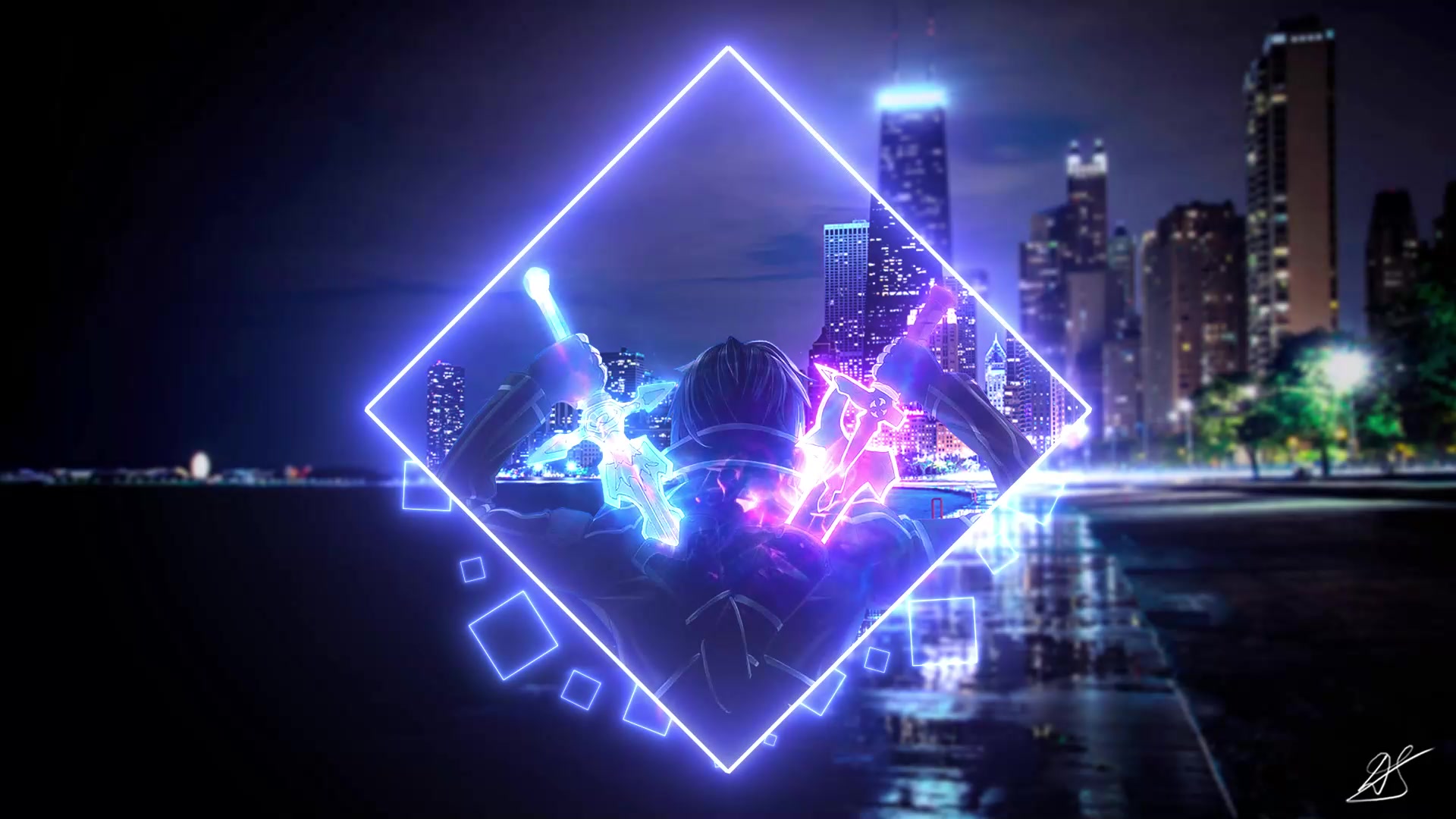 Kirito Neon Live Wallpaper